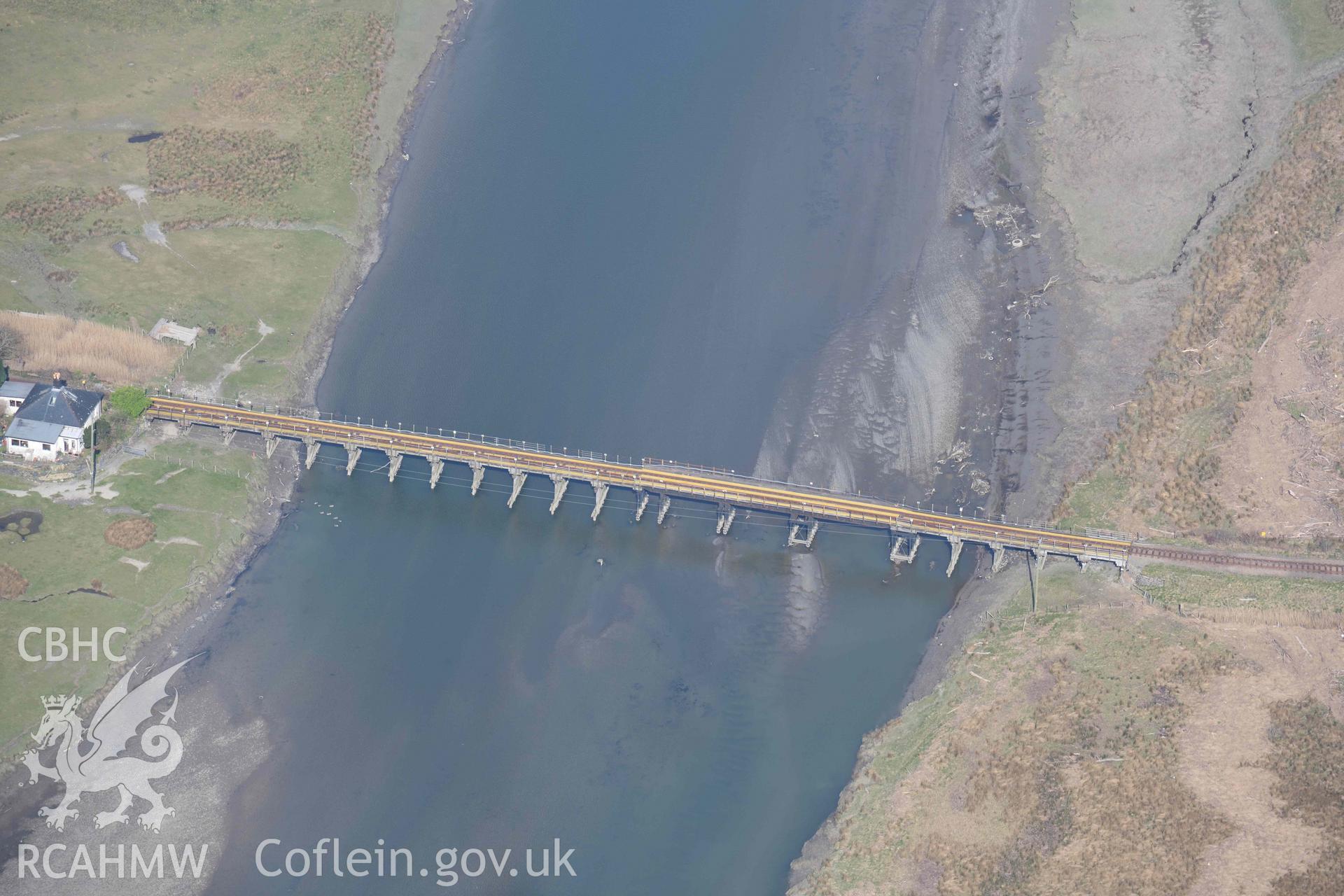 Dovey Junction Viaduct. Oblique aerial photograph taken during the Royal Commission’s programme of archaeological aerial reconnaissance by Toby Driver on 25 March 2022.