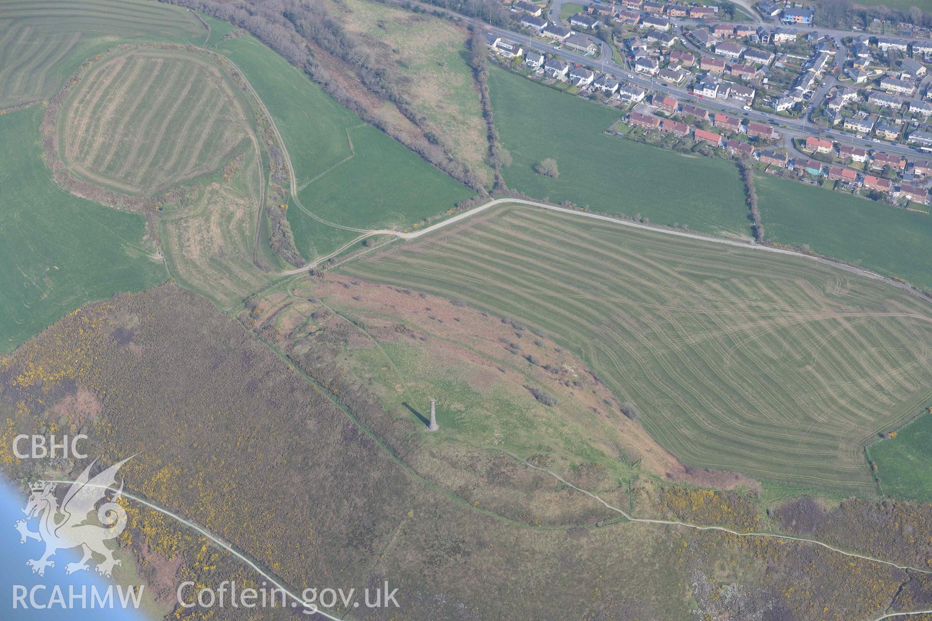 Pen Dinas Hillfort. Oblique aerial photograph taken during the Royal Commission’s programme of archaeological aerial reconnaissance by Toby Driver on 25 March 2022.