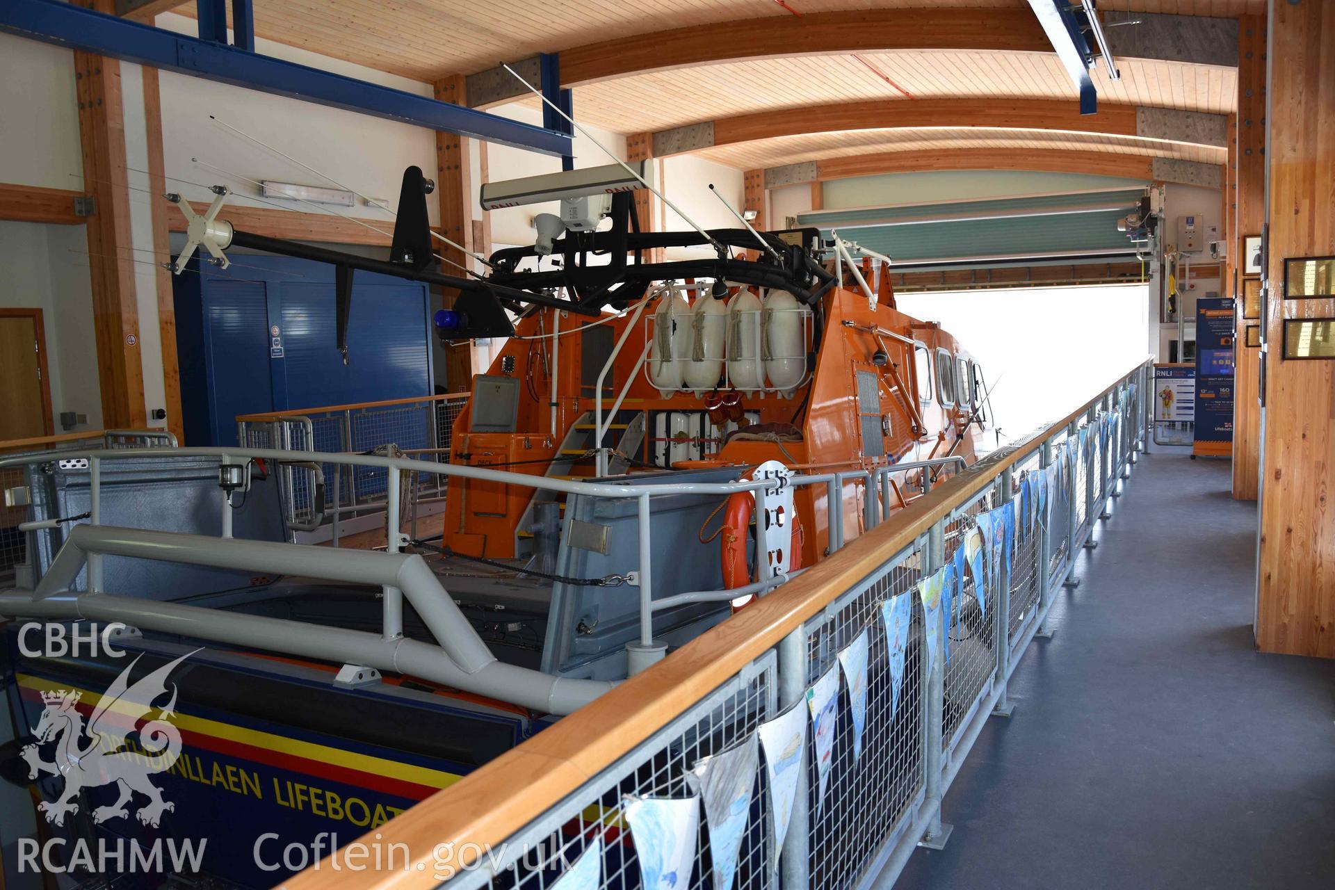 Lifeboat House, Porth Dinllaen. Interior view. Photographed by Louise Barker of RCAHMW, 9th June 2017. Produced with EU funds through the Ireland Wales Co-operation Programme 2014-2023. All material made freely available through the Open Government Licence.