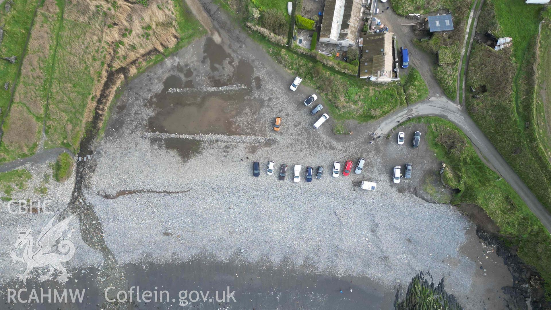 Overhead view of the foreshore at Abereiddy, on 20/03/2024. North is to the left.