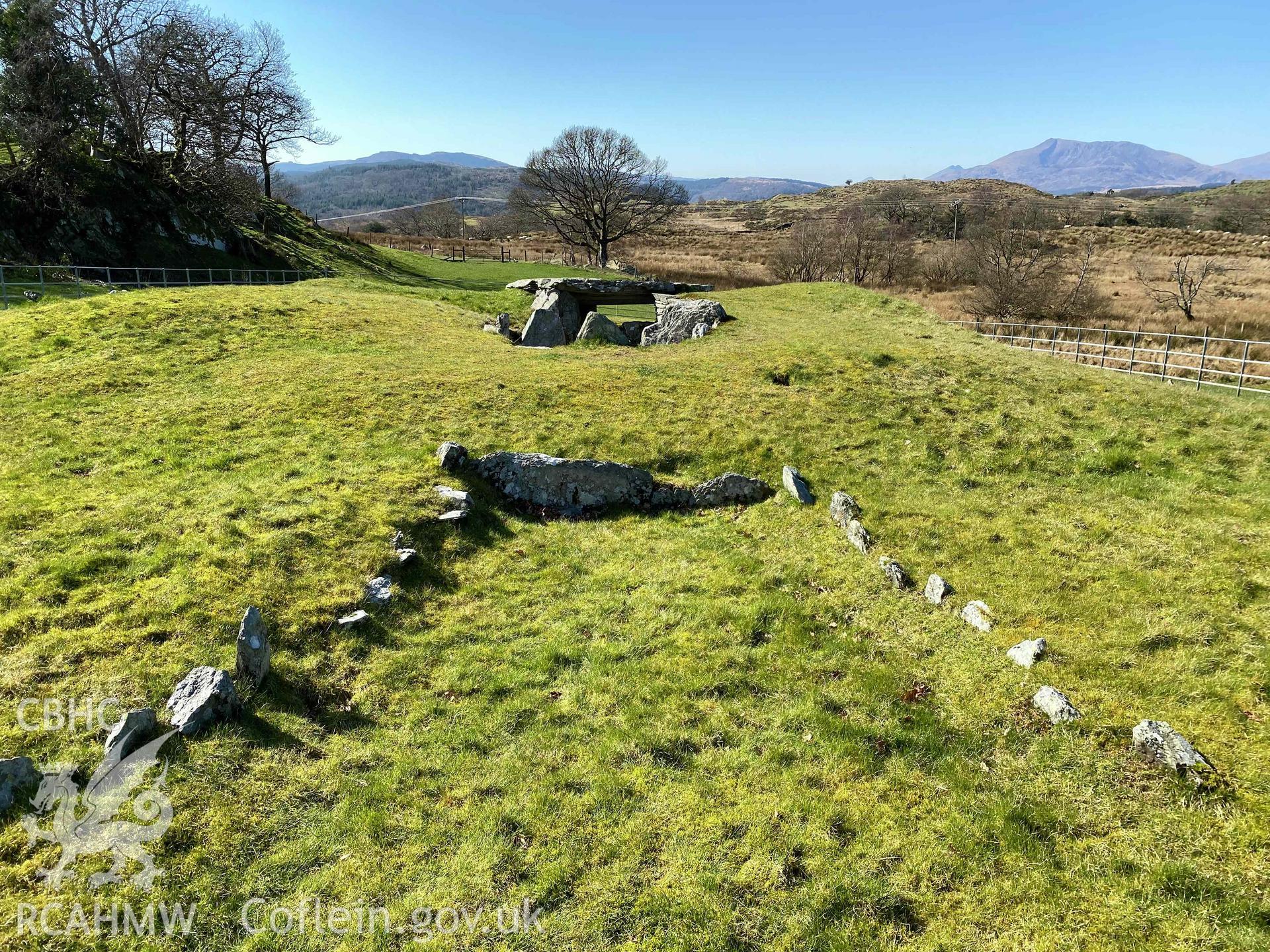 Digital colour photograph showing Capel Garmon burial chamber.