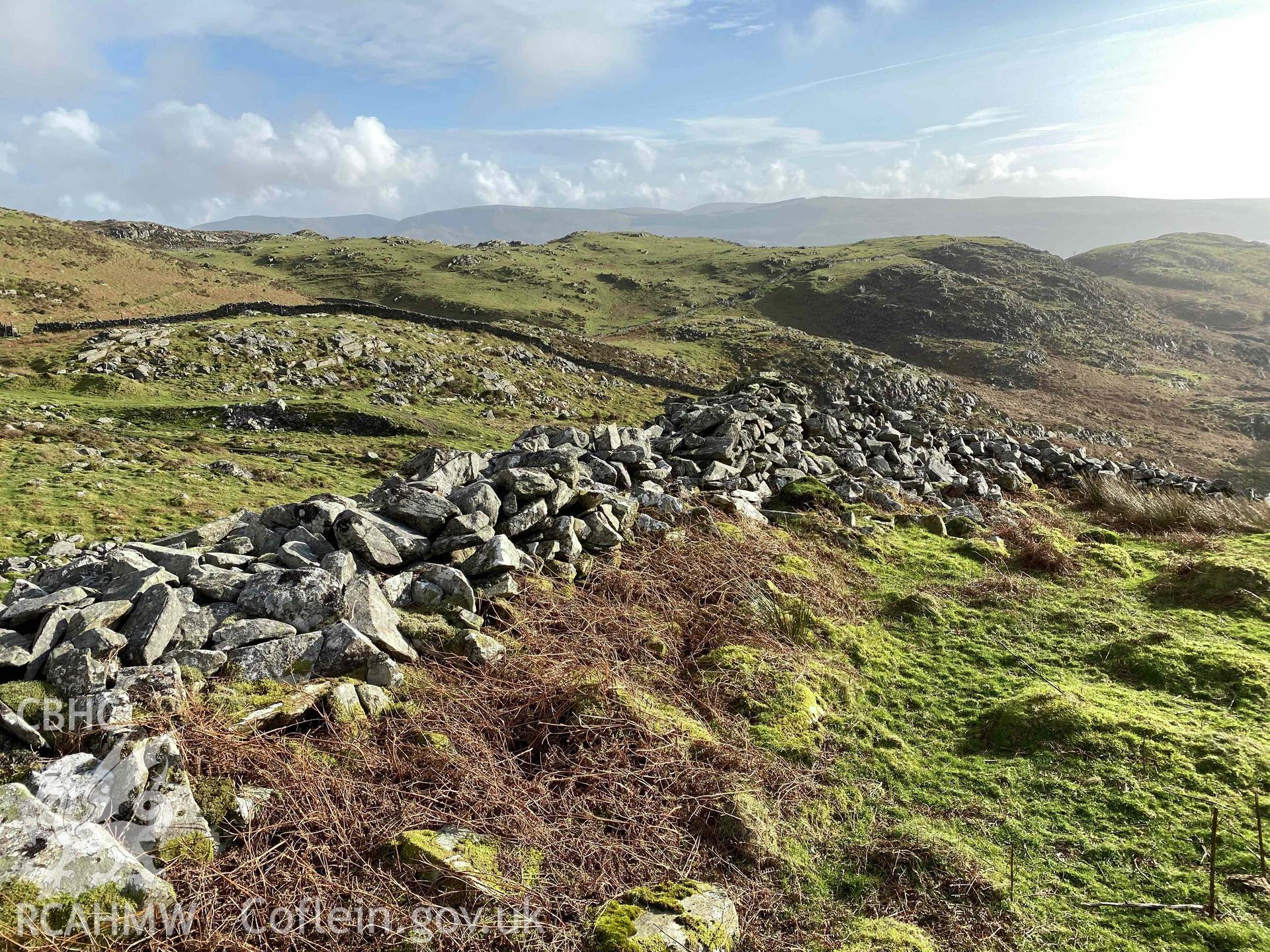 Digital colour photograph showing Castell Llanaber (E rampart).