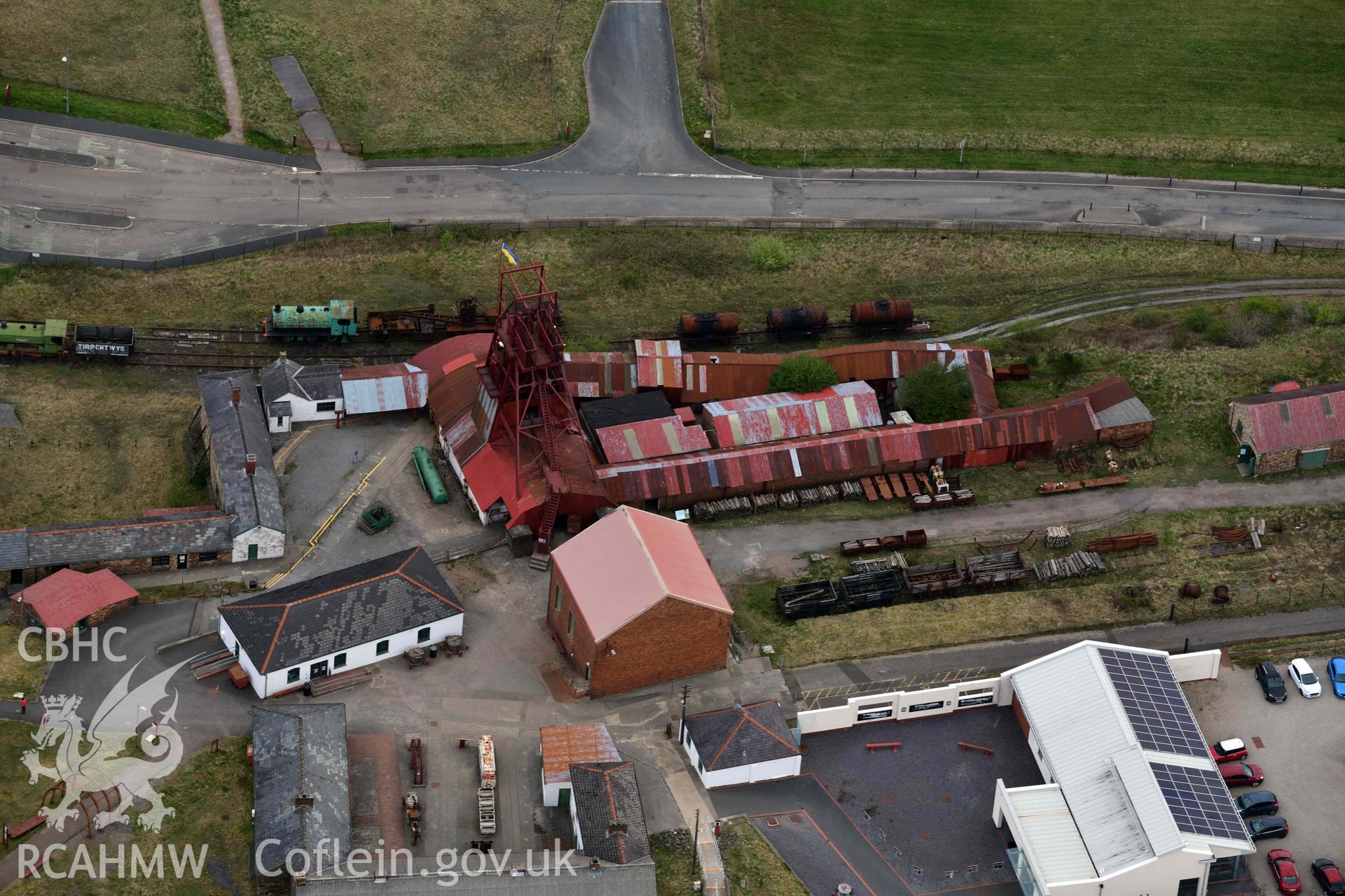 The Big Pit Colliery. Oblique aerial photograph taken during the Royal Commission's programme of archaeological aerial reconnaissance by Toby Driver on 29 April 2022.