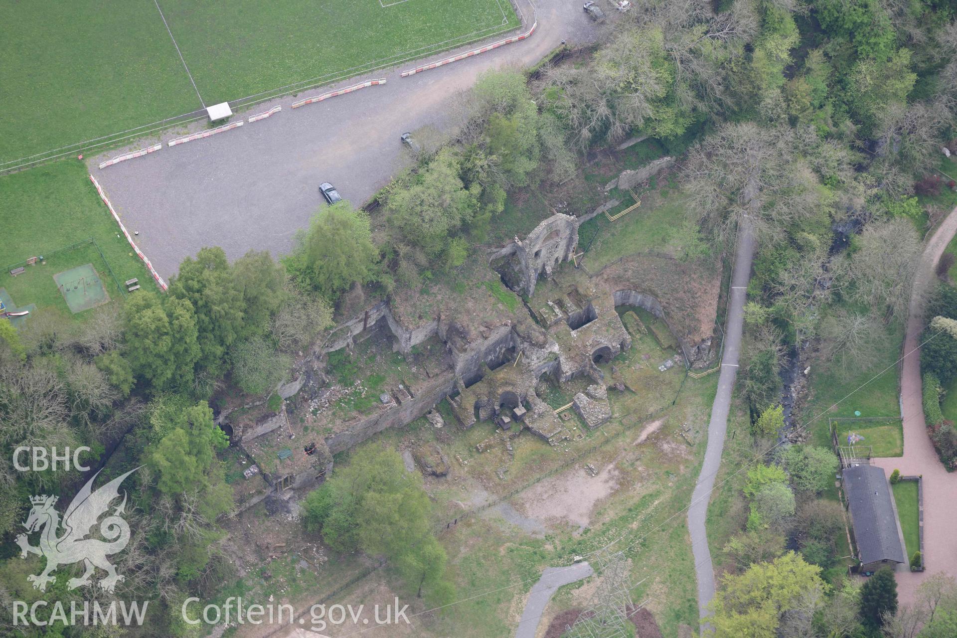 Clydach Ironworks. Oblique aerial photograph taken during the Royal Commission's programme of archaeological aerial reconnaissance by Toby Driver on 29 April 2022.