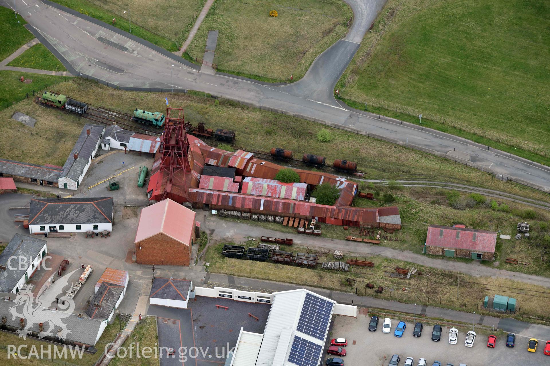 The Big Pit Colliery. Oblique aerial photograph taken during the Royal Commission's programme of archaeological aerial reconnaissance by Toby Driver on 29 April 2022.