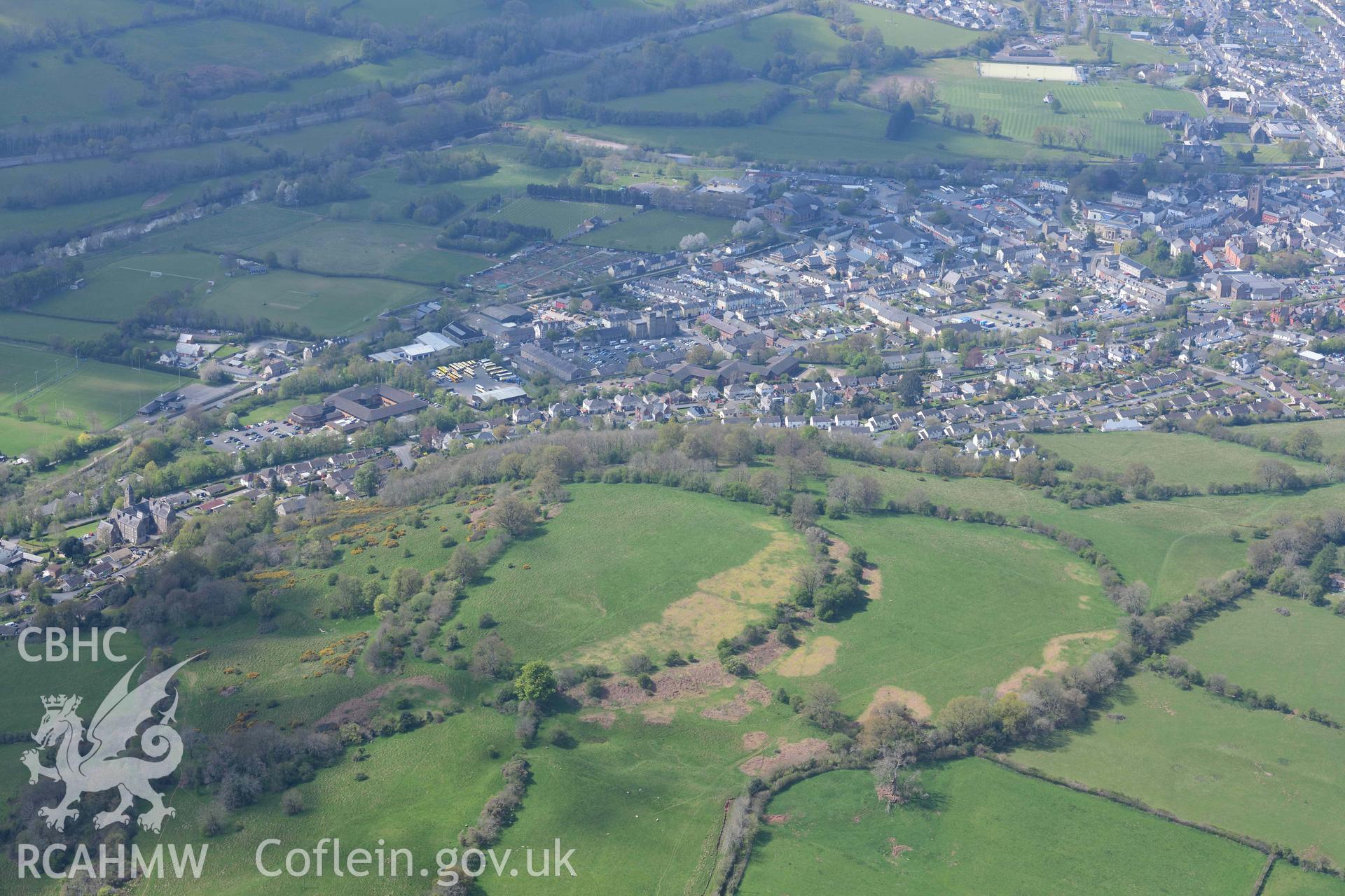 Swlch Tump hillfort. Oblique aerial photograph taken during the Royal Commission's programme of archaeological aerial reconnaissance by Toby Driver on 29 April 2022.