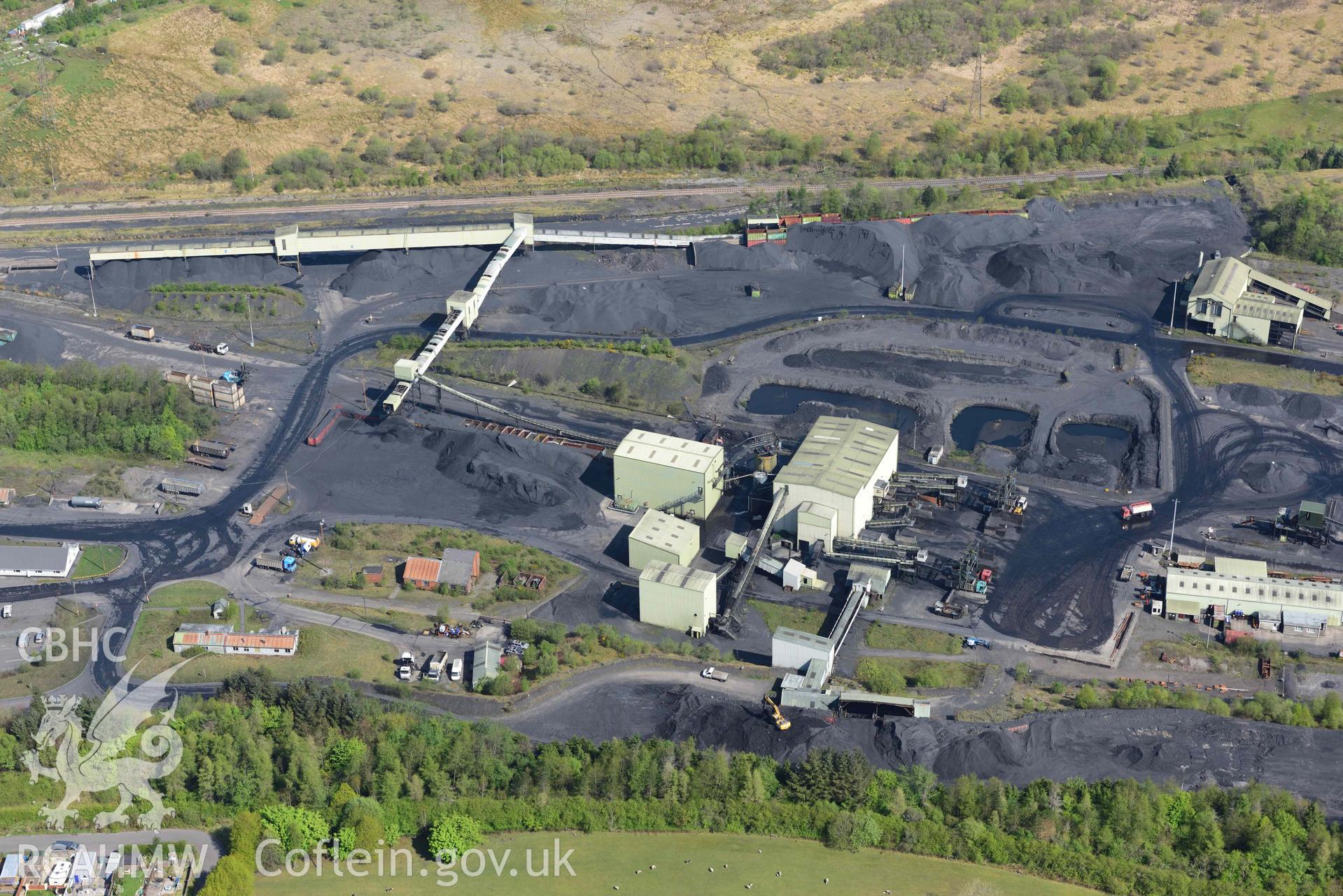 Onllwyn Washery. Oblique aerial photograph taken during the Royal Commission's programme of archaeological aerial reconnaissance by Toby Driver on 29 April 2022.