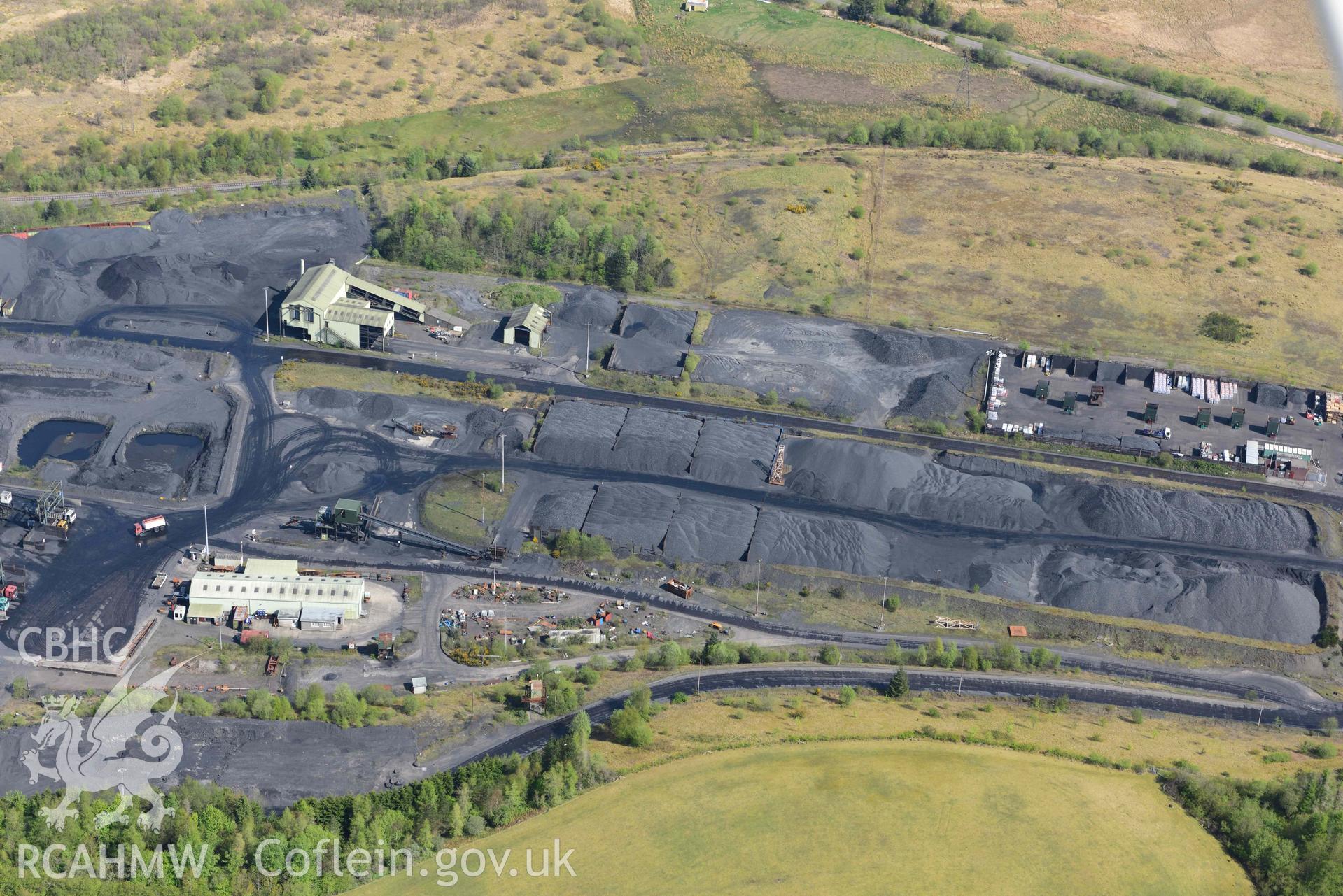 Onllwyn Washery. Oblique aerial photograph taken during the Royal Commission's programme of archaeological aerial reconnaissance by Toby Driver on 29 April 2022.