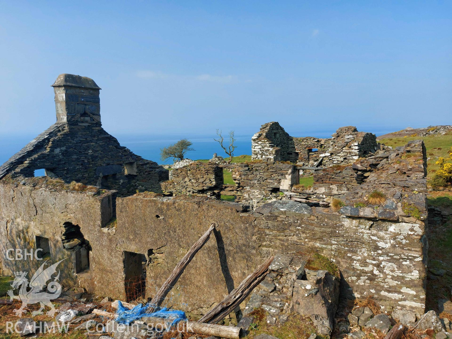 Photograph showing Cell-Fechan, Barmouth, one of the farmstead ruins in the Ardudwy area surveyed by volunteers between November 2020 and November 2023, as part of Prosiect Treftadaeth Harlech ac Ardudwy. ‘Murddunnod Coll’ project.