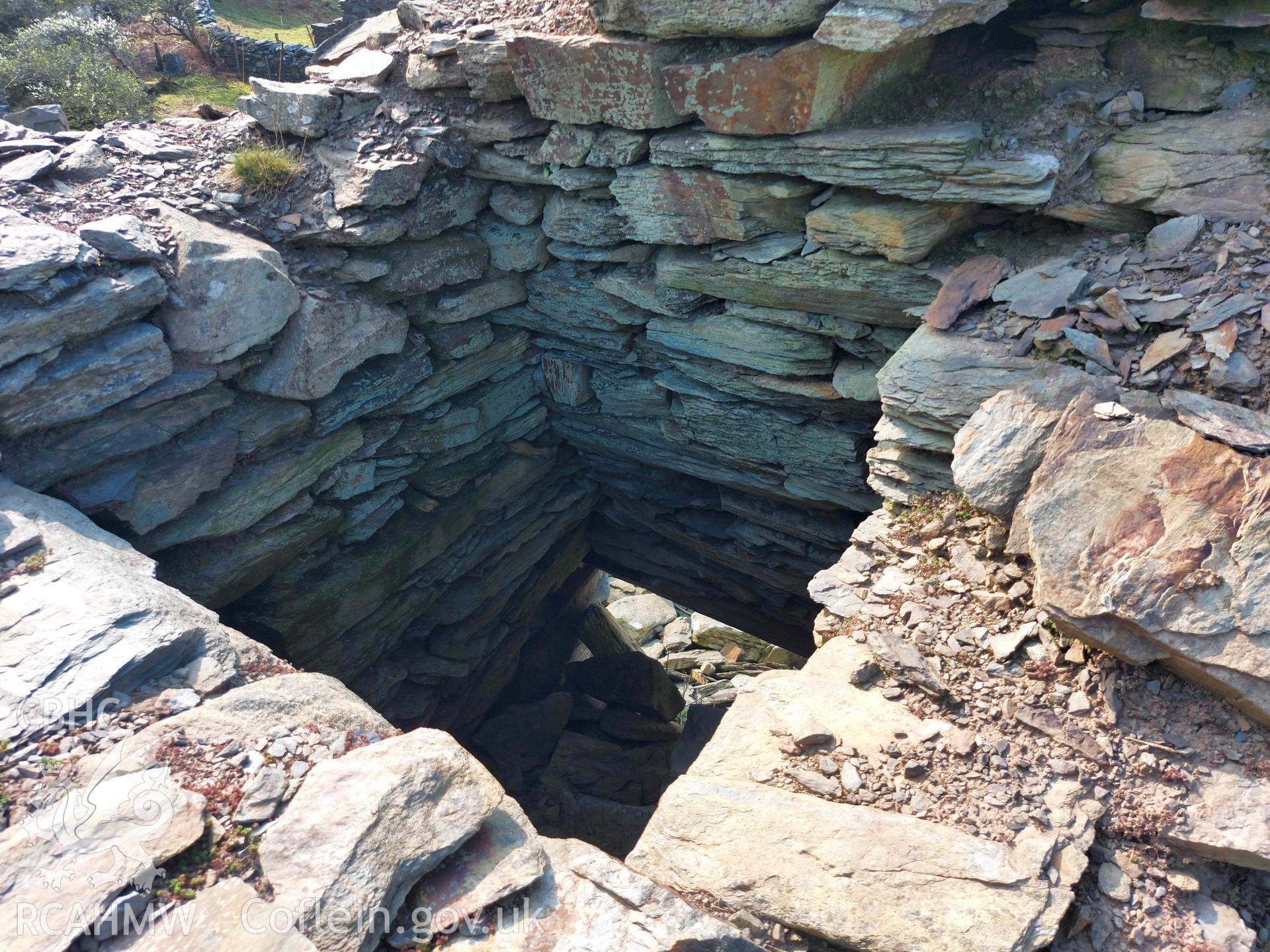 Photograph showing Cell-Fechan, Barmouth, one of the farmstead ruins in the Ardudwy area surveyed by volunteers between November 2020 and November 2023, as part of Prosiect Treftadaeth Harlech ac Ardudwy. ‘Murddunnod Coll’ project.