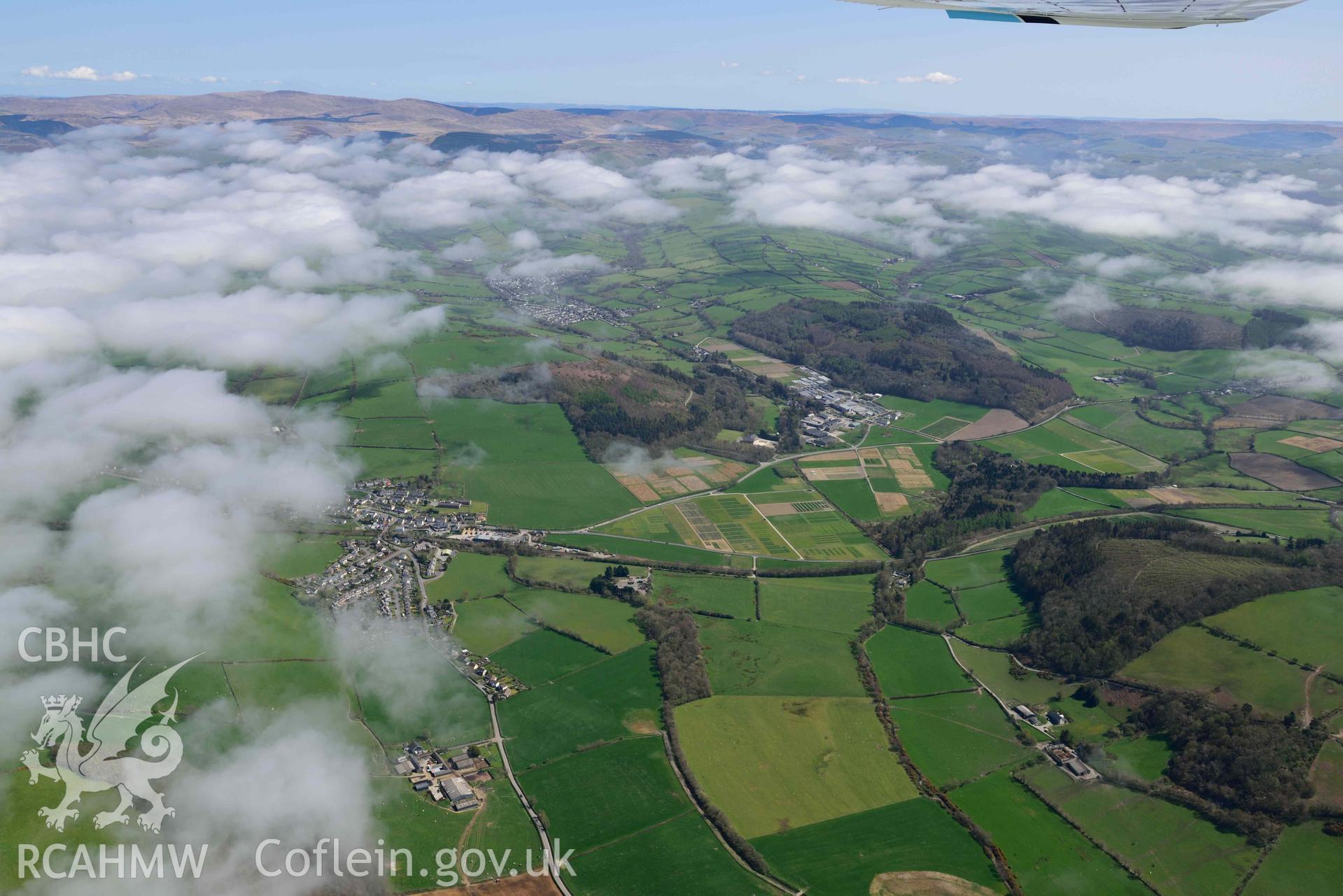 Gogerddan, country house and IBERS complex, view from west. Oblique aerial photograph taken during the Royal Commission’s programme of archaeological aerial reconnaissance by Toby Driver on 20 April 2018.