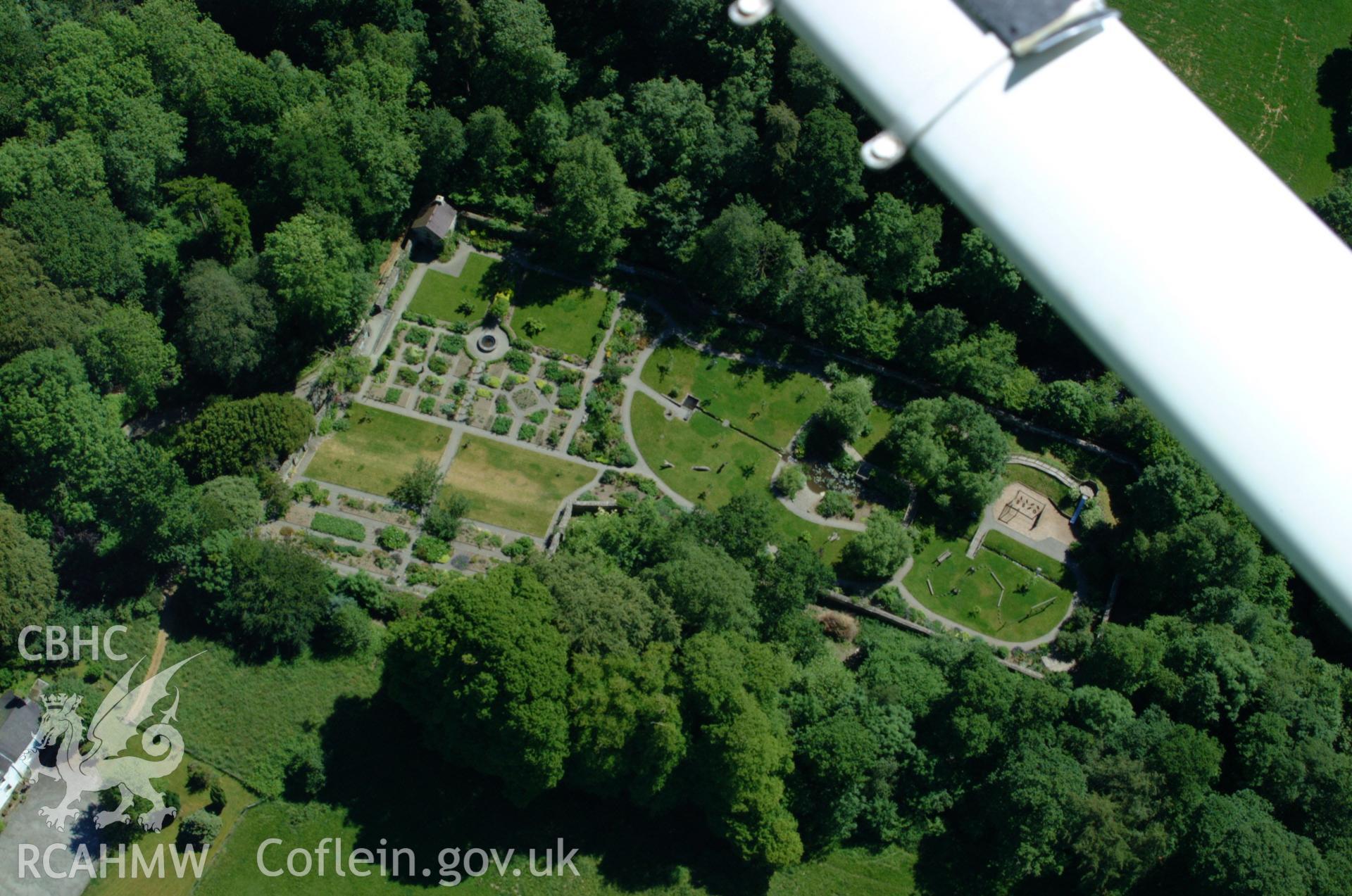 RCAHMW colour oblique aerial photograph of Ty Glyn Garden taken on 14/06/2004 by Toby Driver