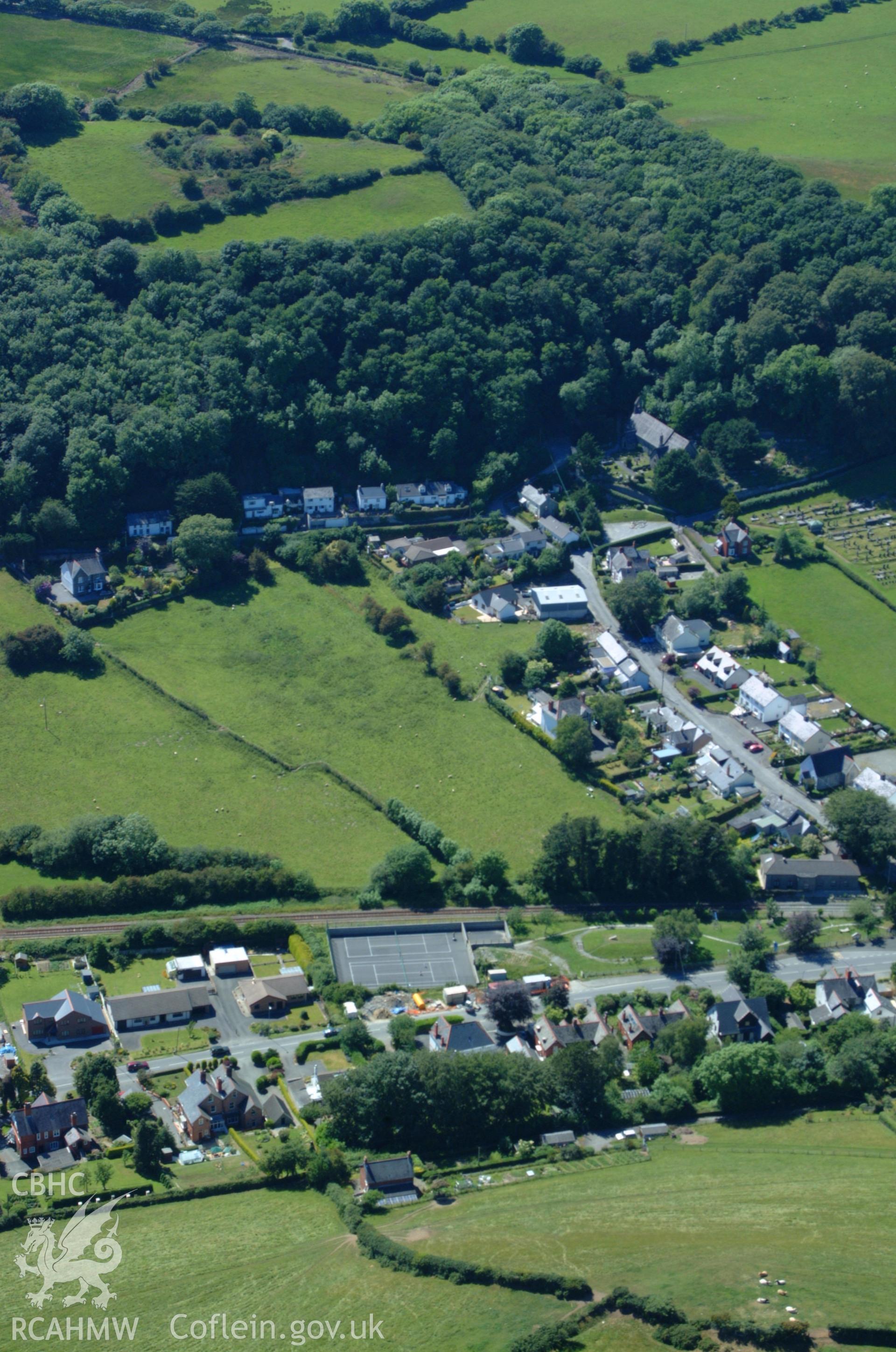 RCAHMW colour oblique aerial photograph of Castell Gwallter, Llandre. Taken on 14 June 2004 by Toby Driver