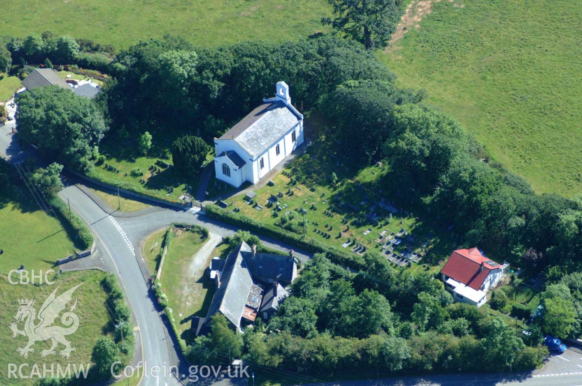RCAHMW colour oblique aerial photograph of St David's Church, Capel Bangor taken on 14/06/2004 by Toby Driver