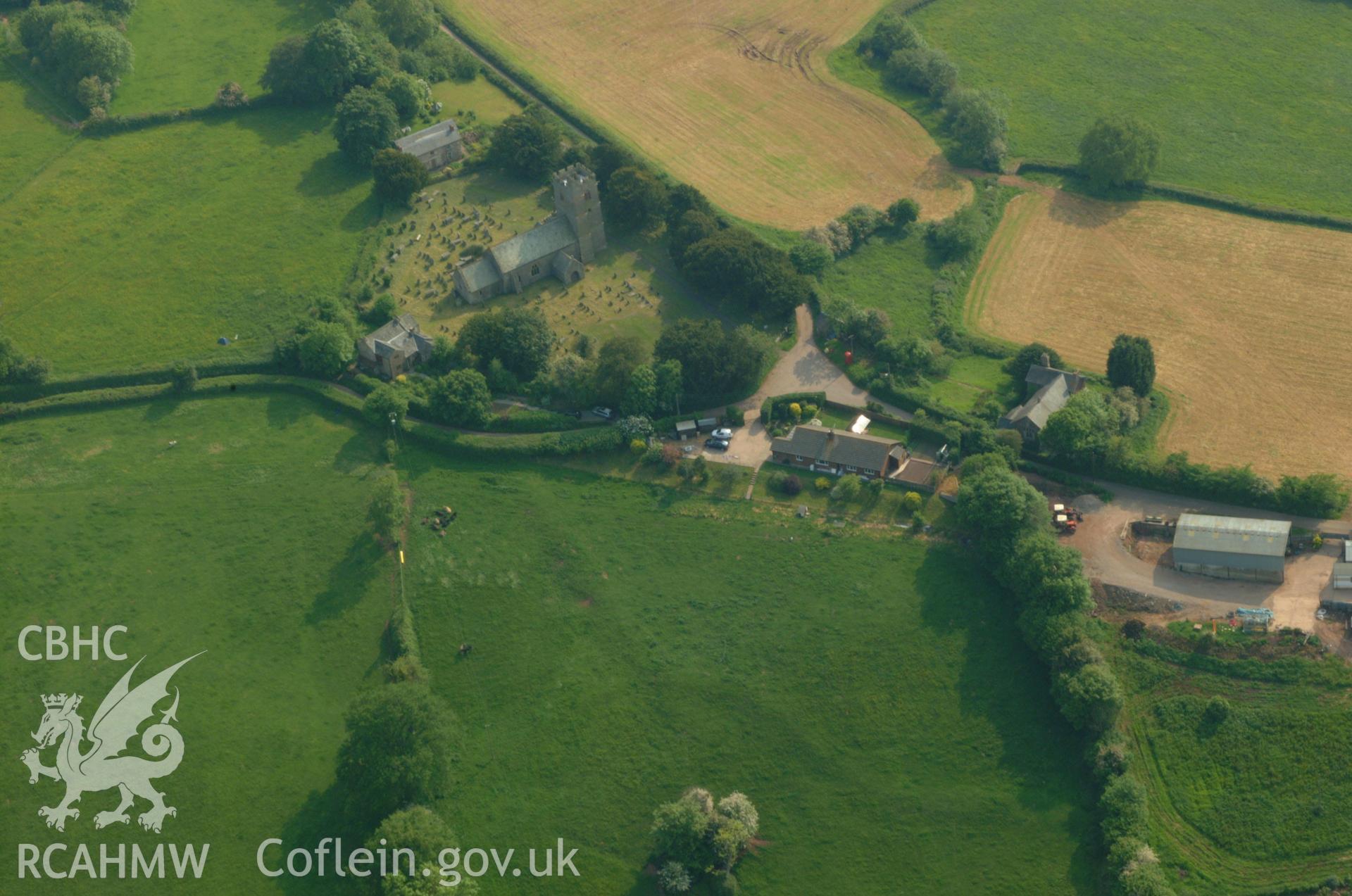 RCAHMW colour oblique aerial photograph of St Cattwg, Cwmcarvan taken on 27/05/2004 by Toby Driver