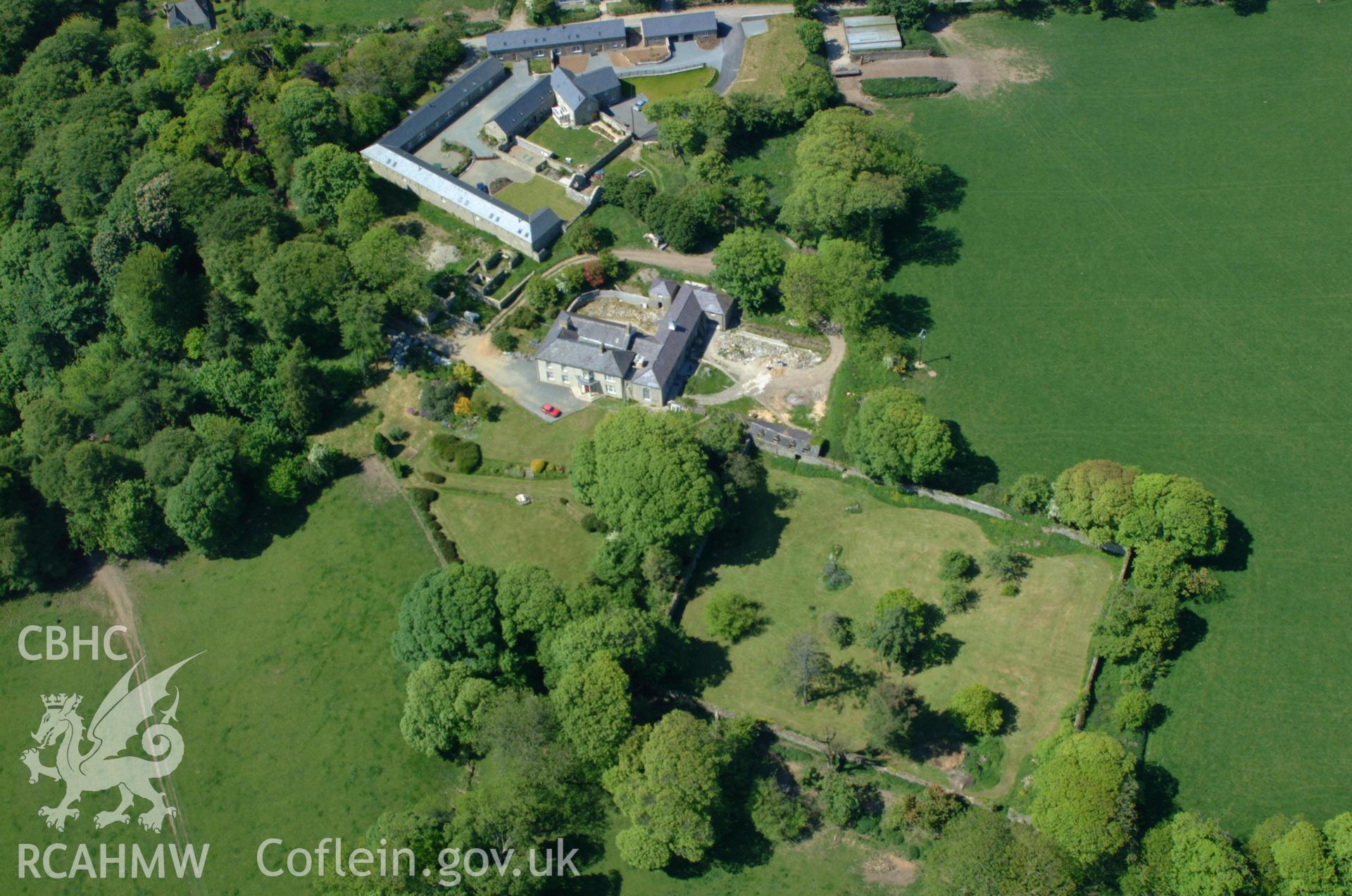 RCAHMW colour oblique aerial photograph of Llangwarren taken on 25/05/2004 by Toby Driver