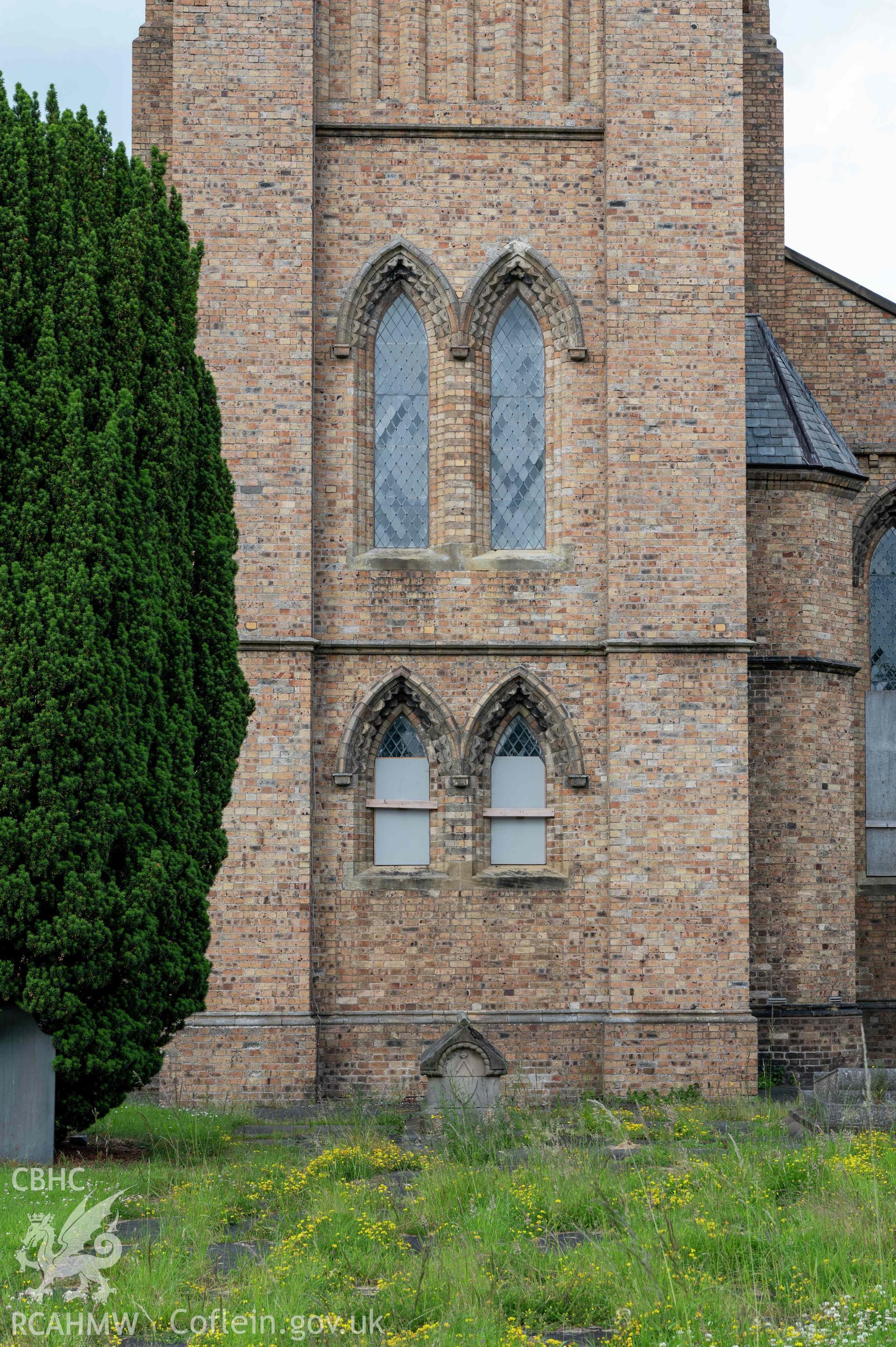 St David's Church, Newtown - exterior detail of south-west elevation of western tower.