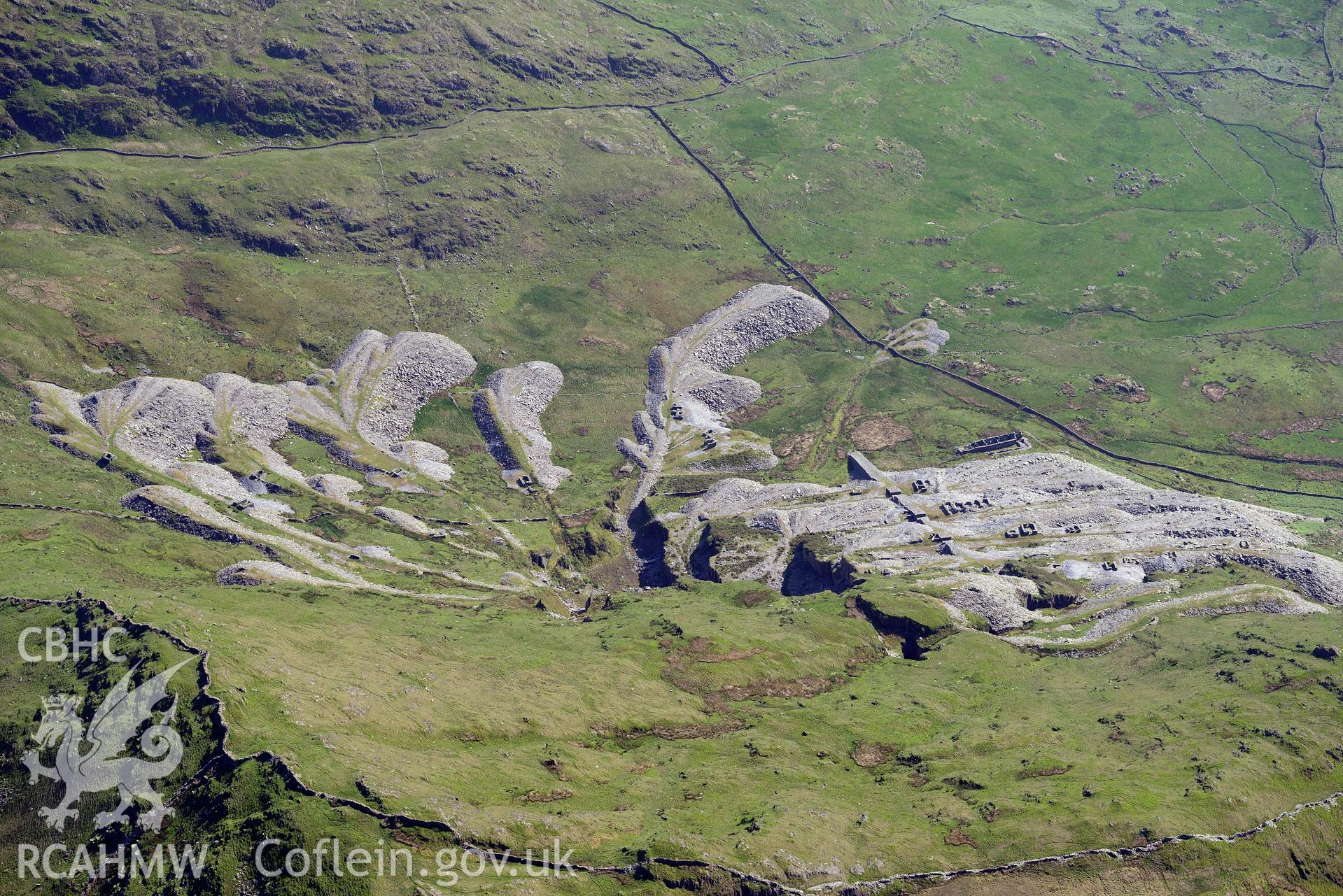 Gorseddau slate quarry, view from northeast. Oblique aerial photograph taken during the Royal Commission