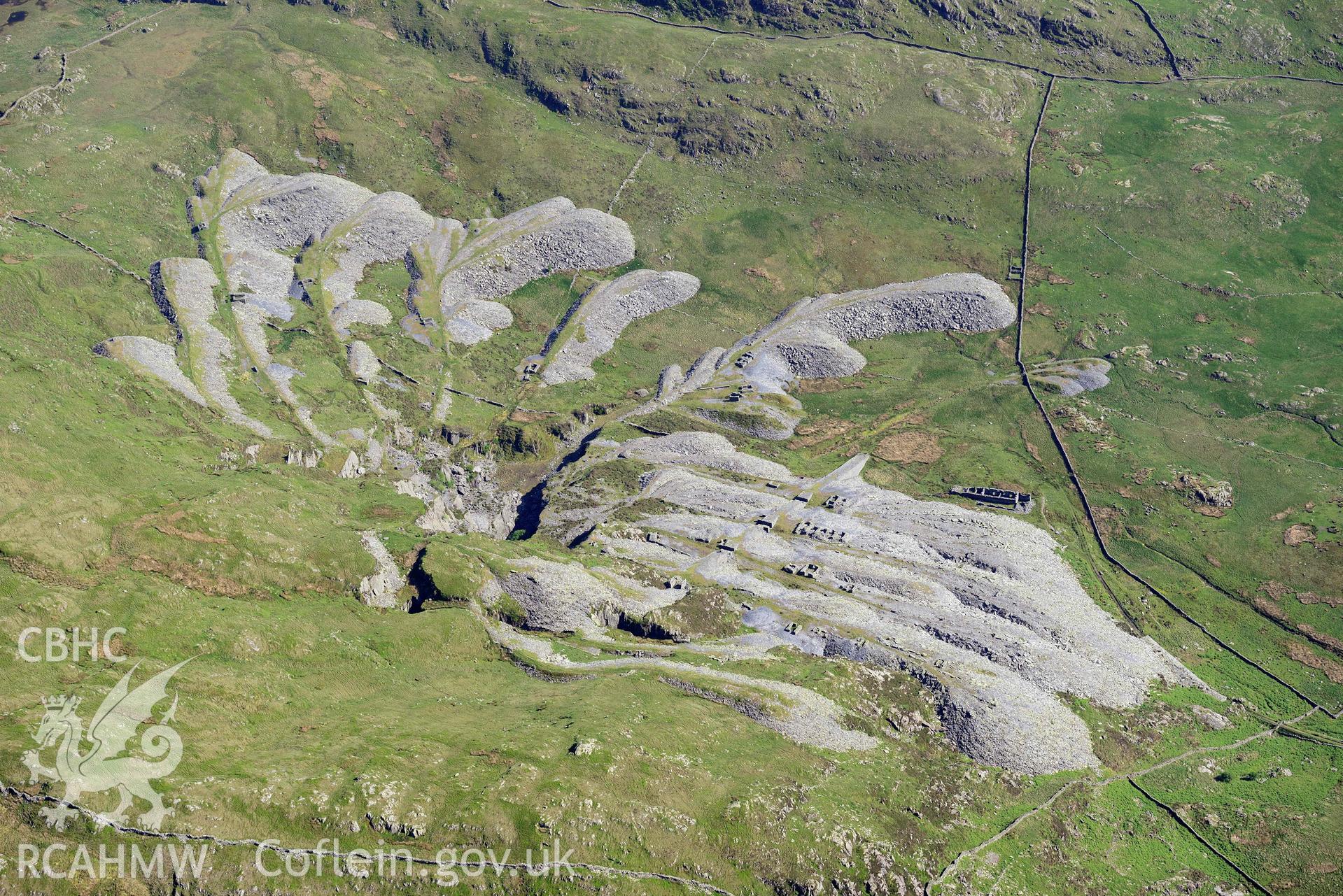 Gorseddau slate quarry, view from north. Oblique aerial photograph taken during the Royal Commission