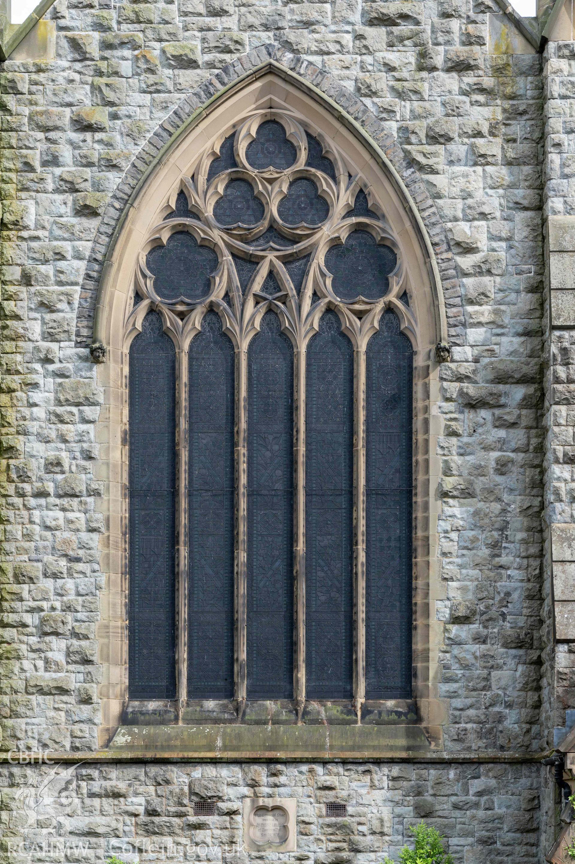 Newtown English Congregational Church, exterior view detail of window to front façade.