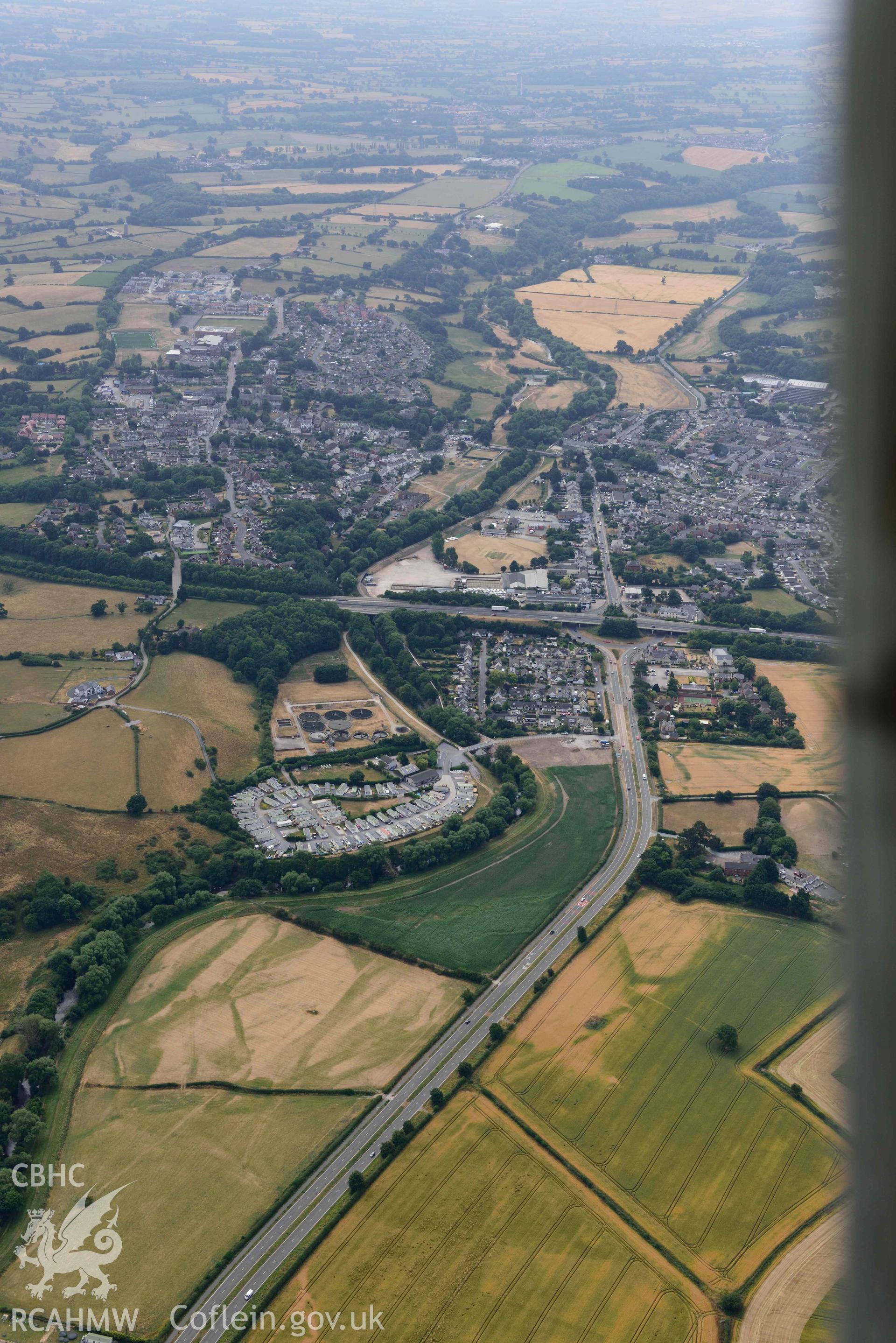 St. Asaph city. Oblique aerial photograph taken during the Royal Commission’s programme of archaeological aerial reconnaissance by Toby Driver on 10 July 2018.