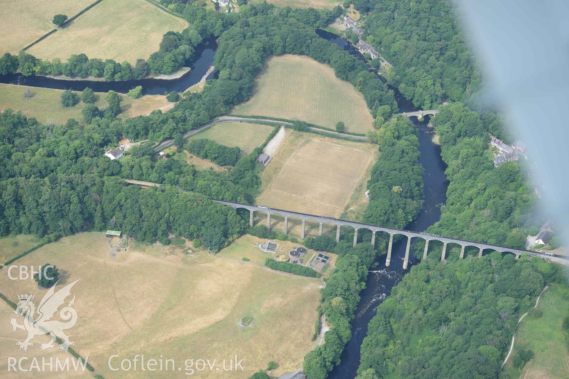 Pontcysyllte Aqueduct. Oblique aerial photograph taken during the Royal Commission’s programme of archaeological aerial reconnaissance by Toby Driver on 10 July 2018.