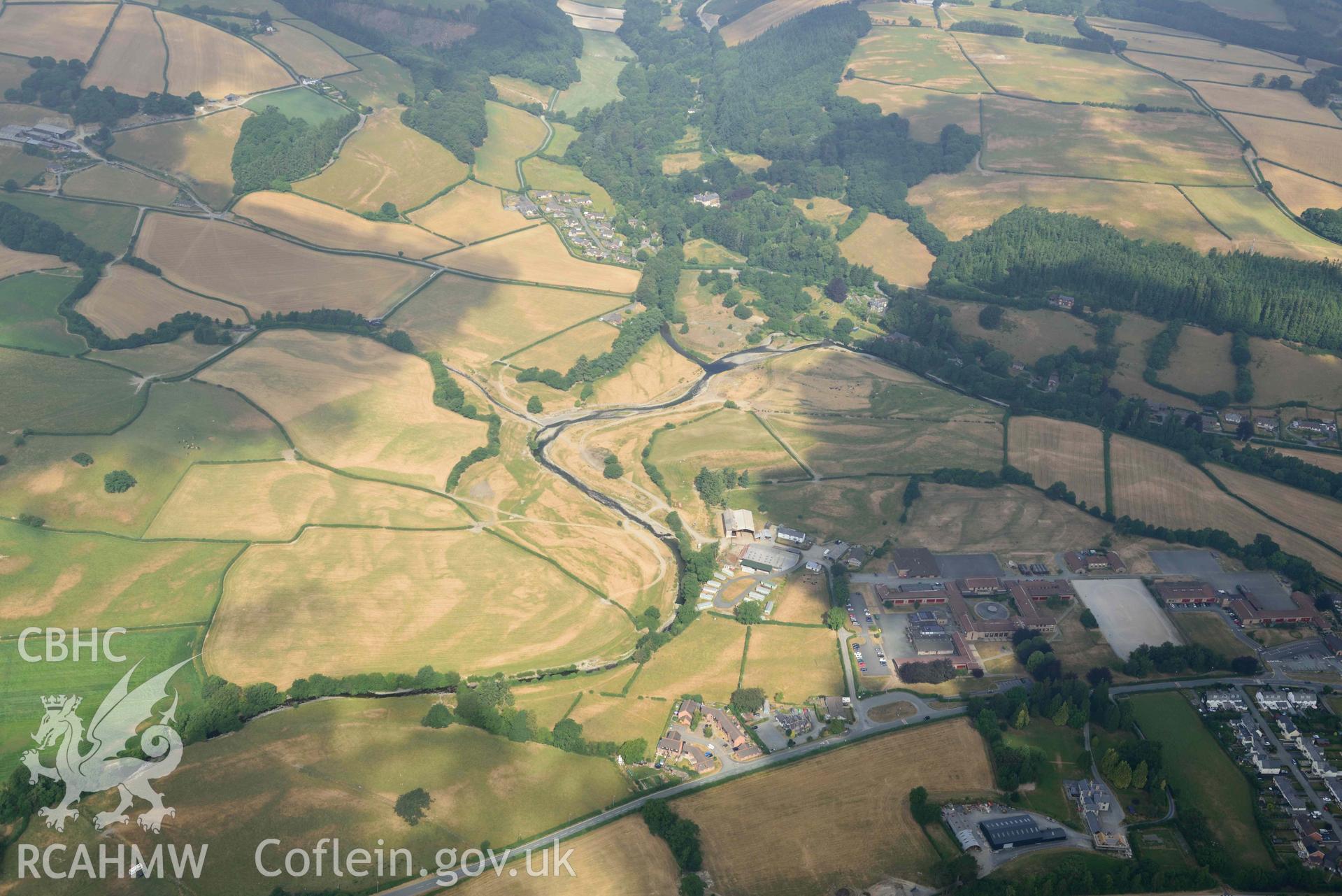 Parching near Llanidloes. Oblique aerial photograph taken during the Royal Commission’s programme of archaeological aerial reconnaissance by Toby Driver on 10 July 2018.