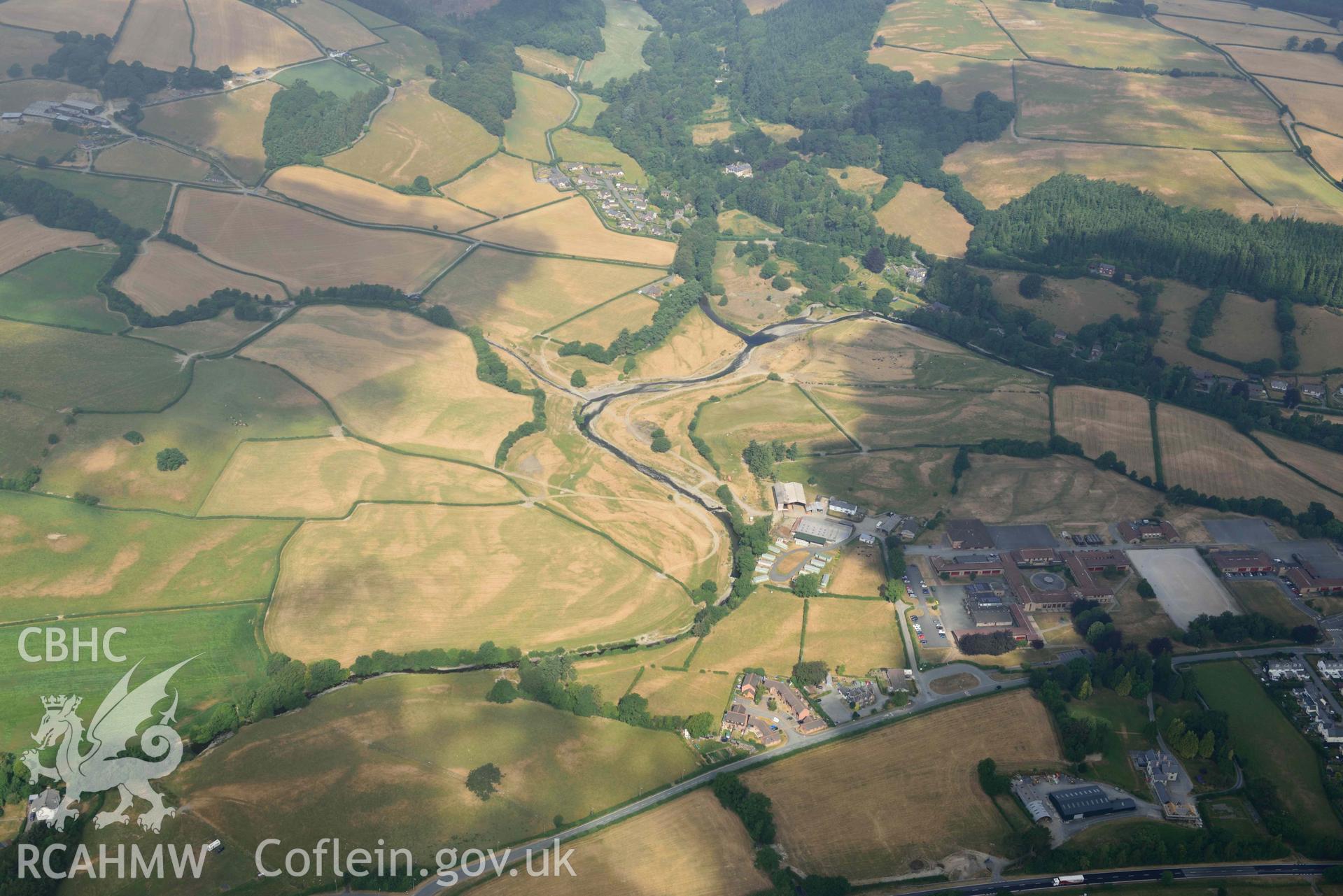 Parching near Llanidloes. Oblique aerial photograph taken during the Royal Commission’s programme of archaeological aerial reconnaissance by Toby Driver on 10 July 2018.