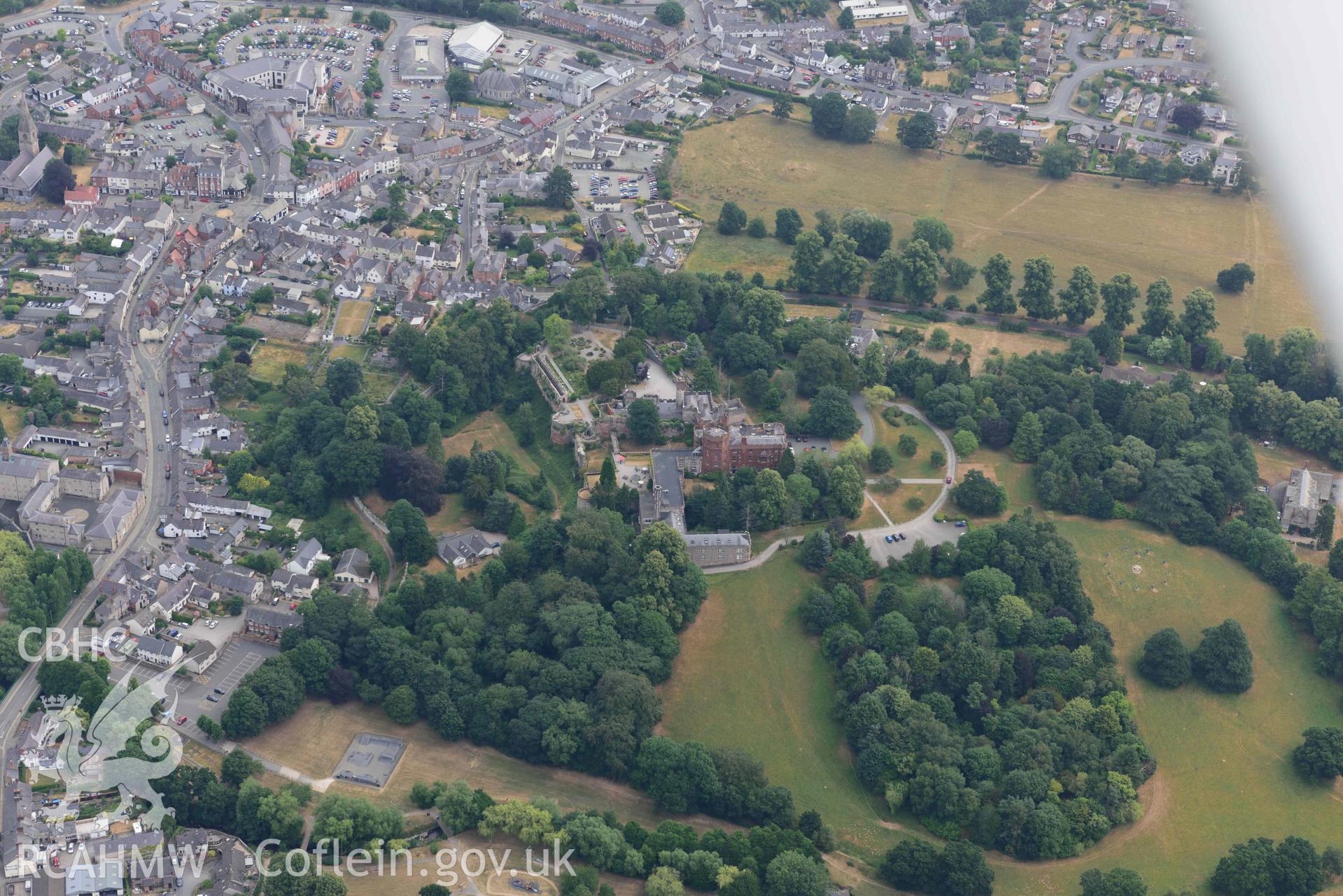 Ruthin Castle and Gardens. Oblique aerial photograph taken during the Royal Commission