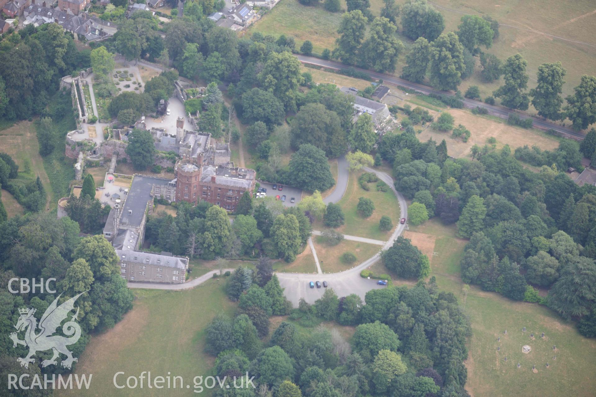 Ruthin Castle and Gardens. Oblique aerial photograph taken during the Royal Commission