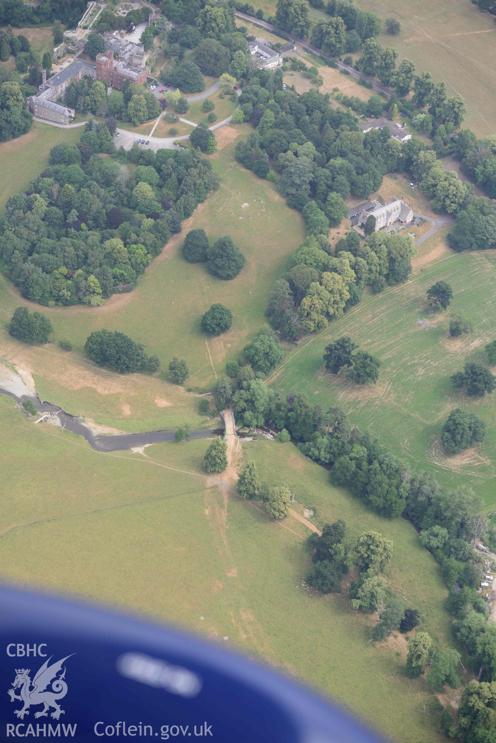 Ruthin Castle and Gardens. Oblique aerial photograph taken during the Royal Commission