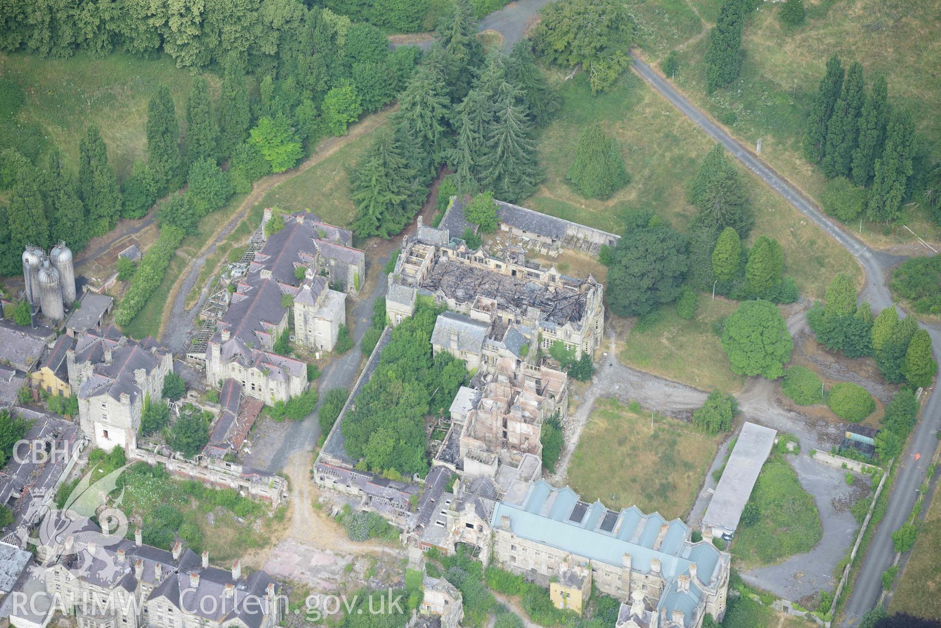 North Wales Counties Hospital. Oblique aerial photograph taken during the Royal Commission’s programme of archaeological aerial reconnaissance by Toby Driver on 10 July 2018.