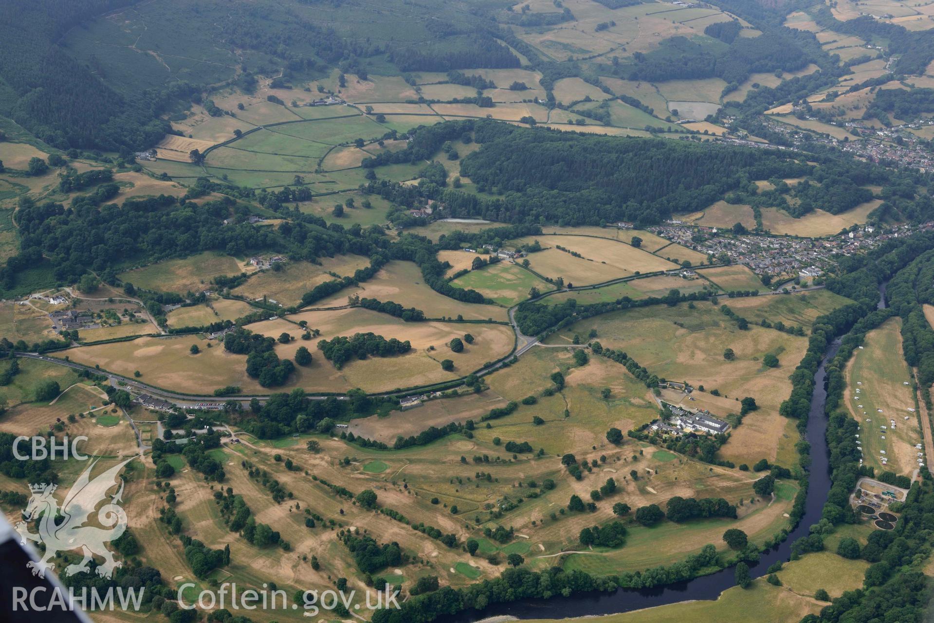 Llangollen Golf Club. Oblique aerial photograph taken during the Royal Commission’s programme of archaeological aerial reconnaissance by Toby Driver on 10 July 2018.