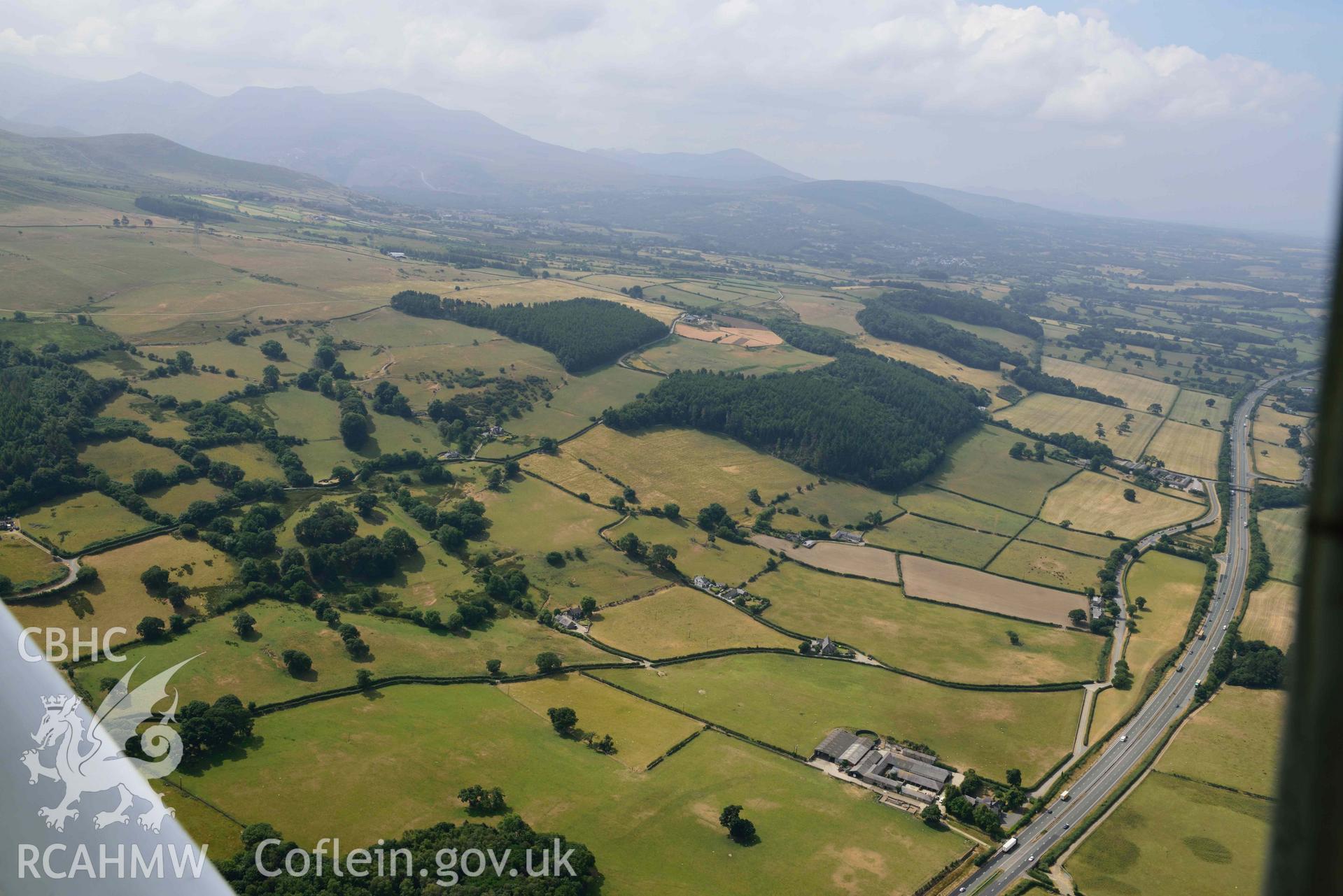 Tai'r Meibion Roman Road. Oblique aerial photograph taken during the Royal Commission’s programme of archaeological aerial reconnaissance by Toby Driver on 10 July 2018.