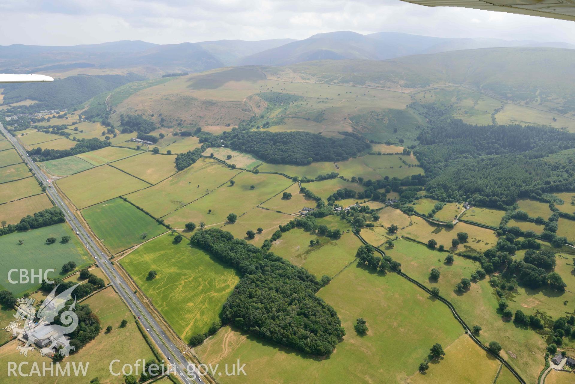 Tai'r Meibion Roman Road. Oblique aerial photograph taken during the Royal Commission’s programme of archaeological aerial reconnaissance by Toby Driver on 10 July 2018.