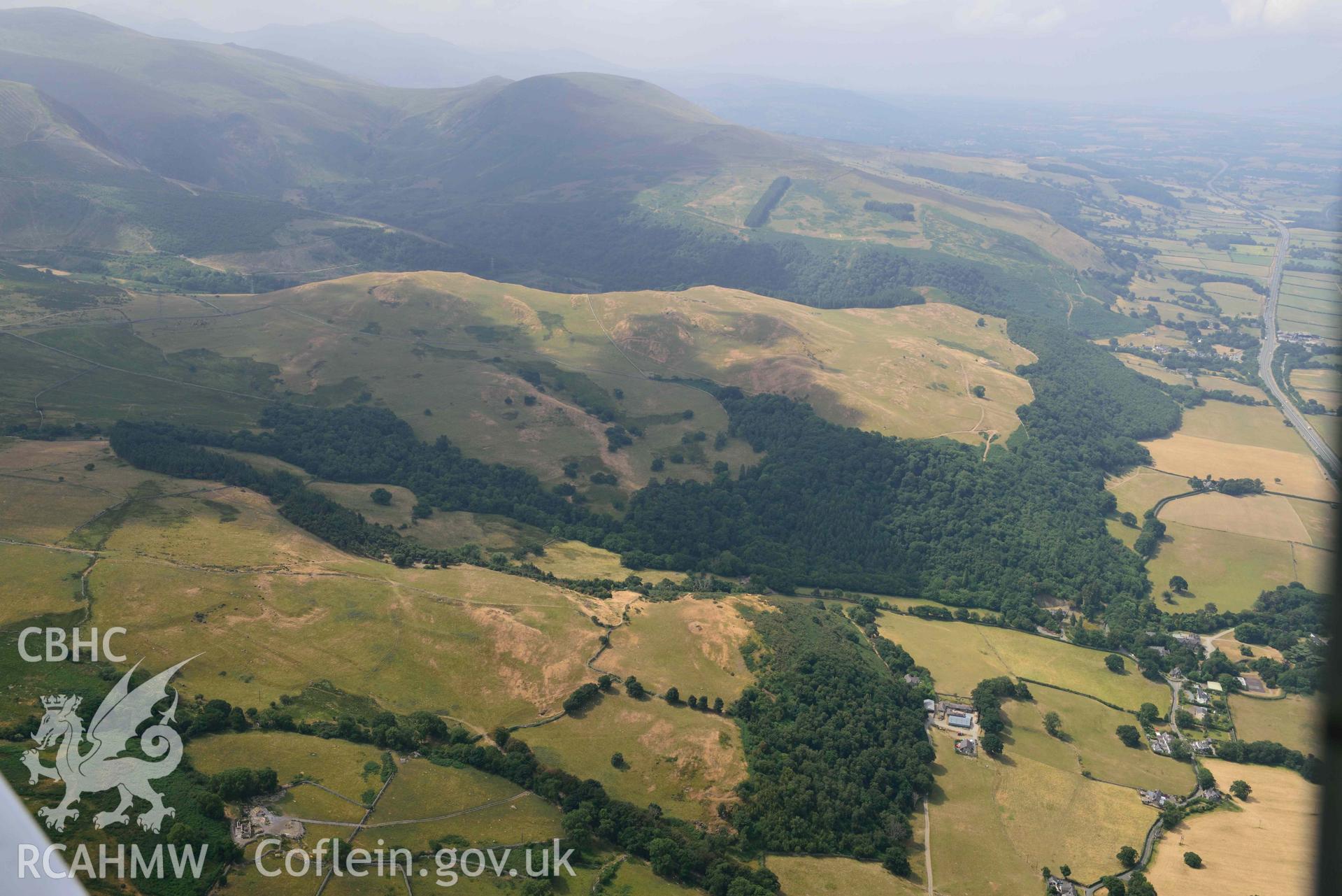 Caer Haidd field system. Oblique aerial photograph taken during the Royal Commission’s programme of archaeological aerial reconnaissance by Toby Driver on 10 July 2018.