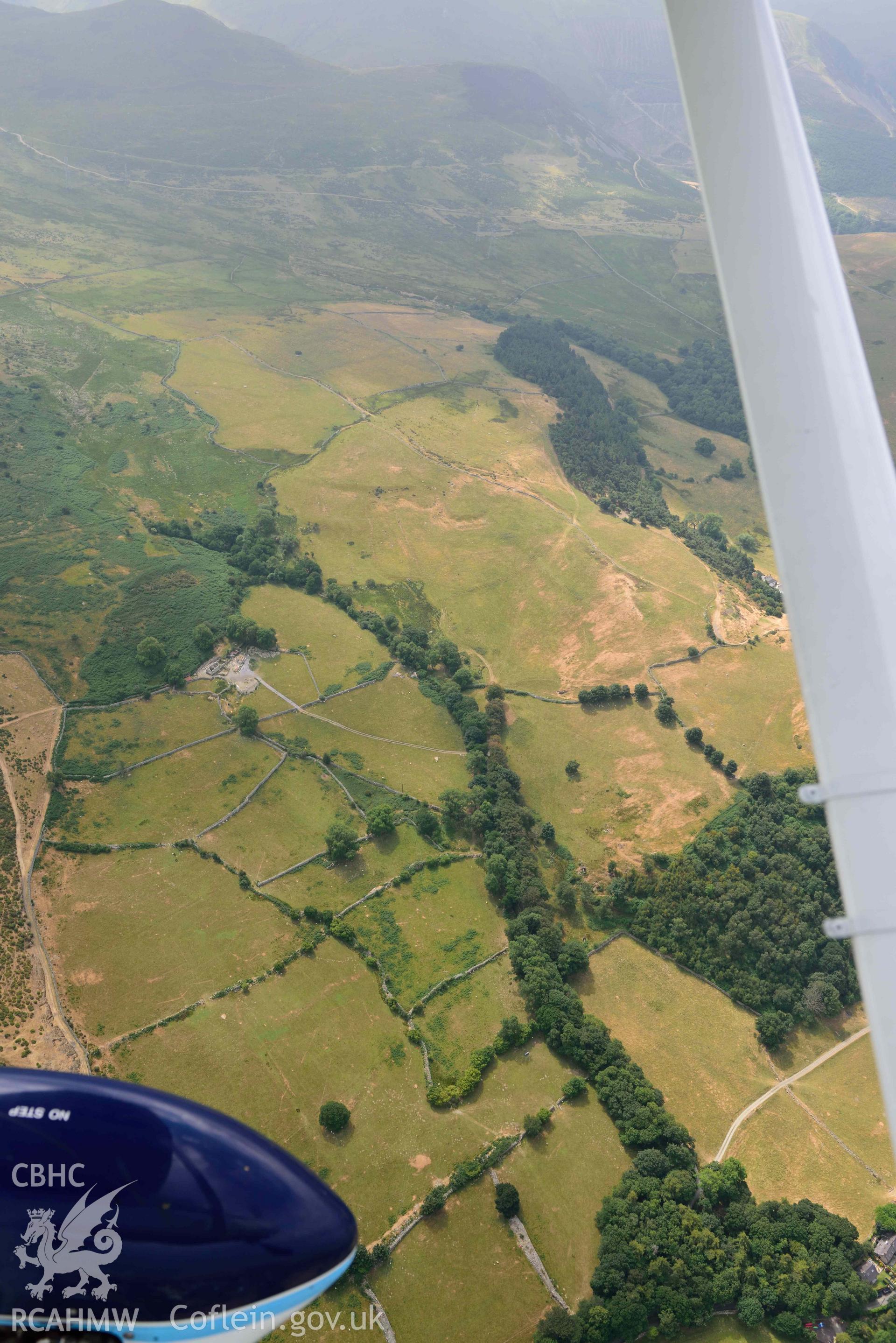 Caer Haidd field system. Oblique aerial photograph taken during the Royal Commission’s programme of archaeological aerial reconnaissance by Toby Driver on 10 July 2018.