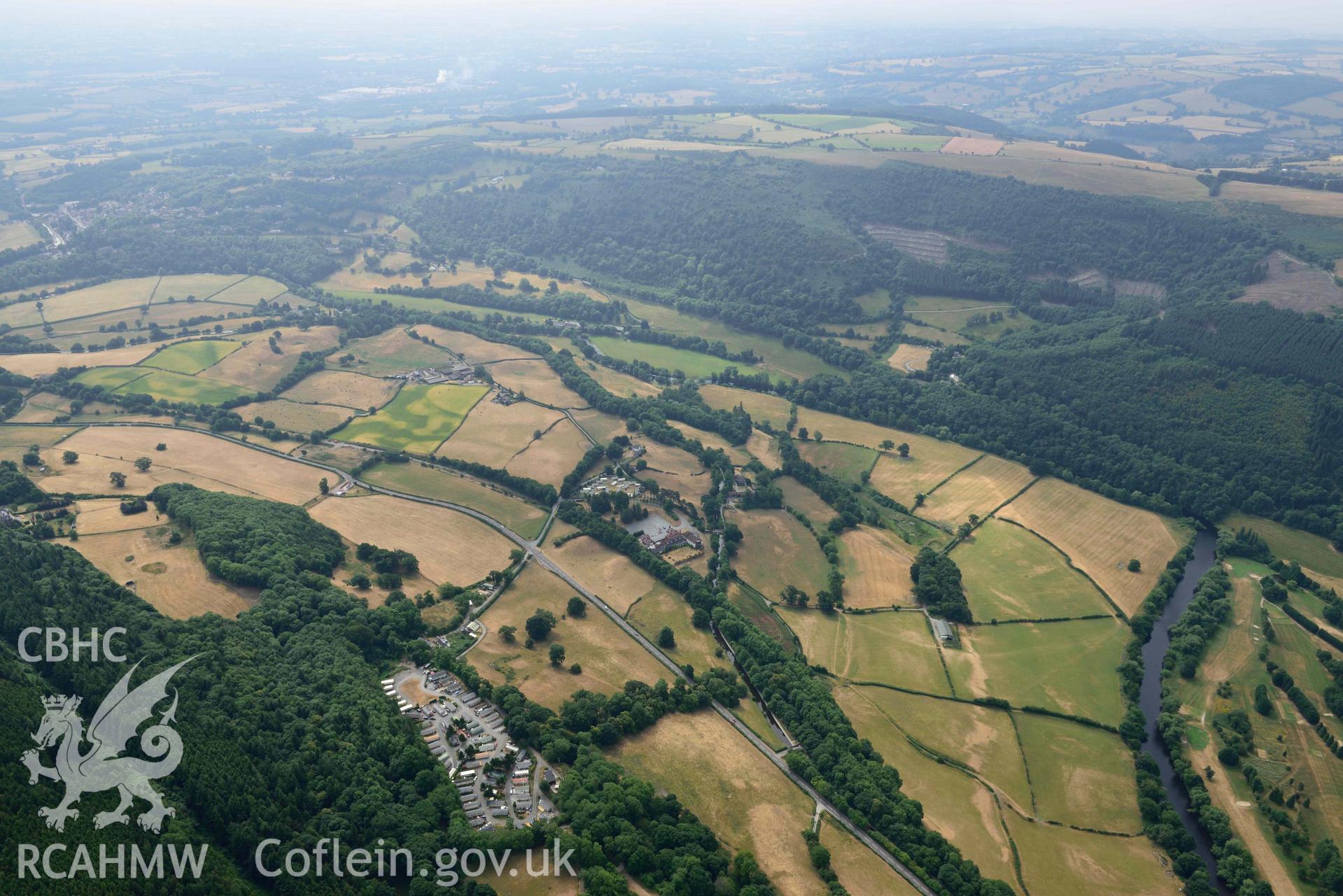 Wern Isaf defended enclosure. Oblique aerial photograph taken during the Royal Commission’s programme of archaeological aerial reconnaissance by Toby Driver on 10 July 2018.