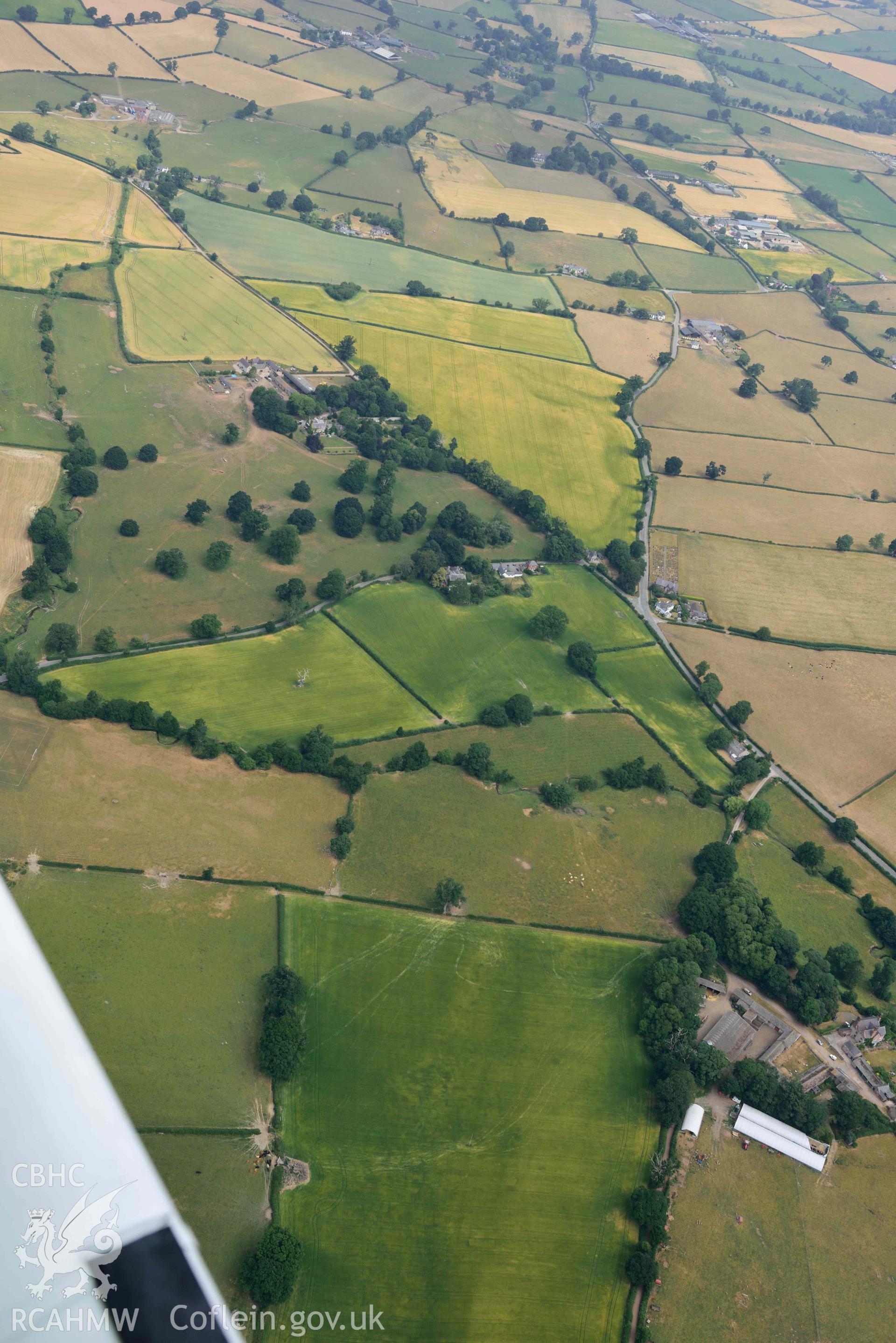 Plas Newydd gardens and temple. Oblique aerial photograph taken during the Royal Commission’s programme of archaeological aerial reconnaissance by Toby Driver on 10 July 2018.