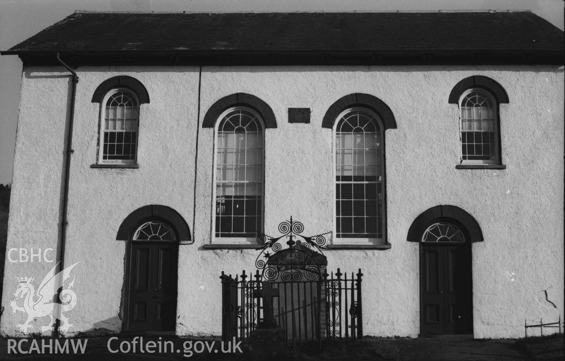 Digital copy of a black and white negative showing Capel Hawen. Photographed by Arthur Chater on 5 April 1969. Looking south east from Grid Reference SN 3463 4682.