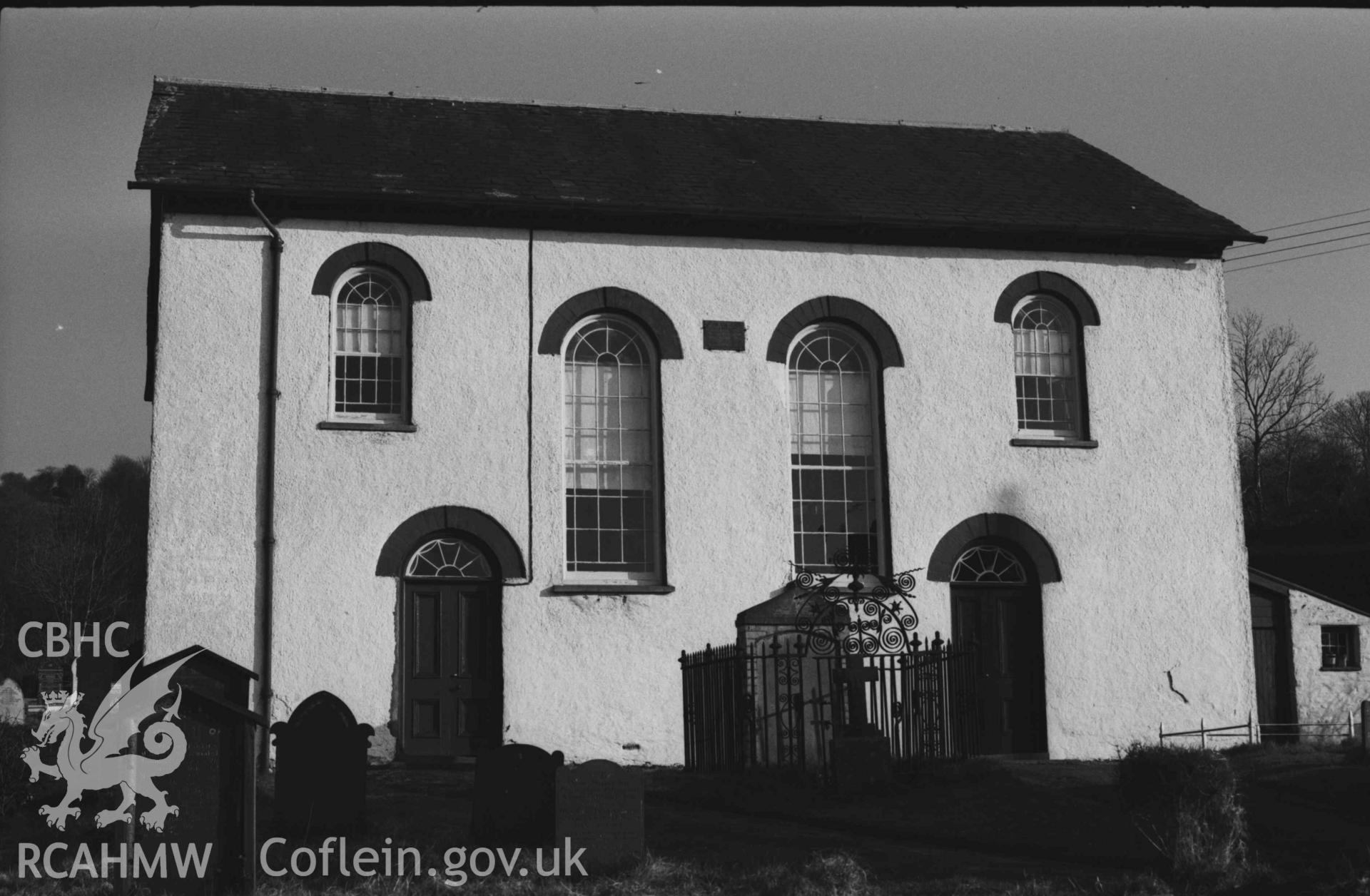 Digital copy of a black and white negative showing Capel Hawen. Photographed by Arthur Chater on 5 April 1969. Looking south east from Grid Reference SN 3463 4682.