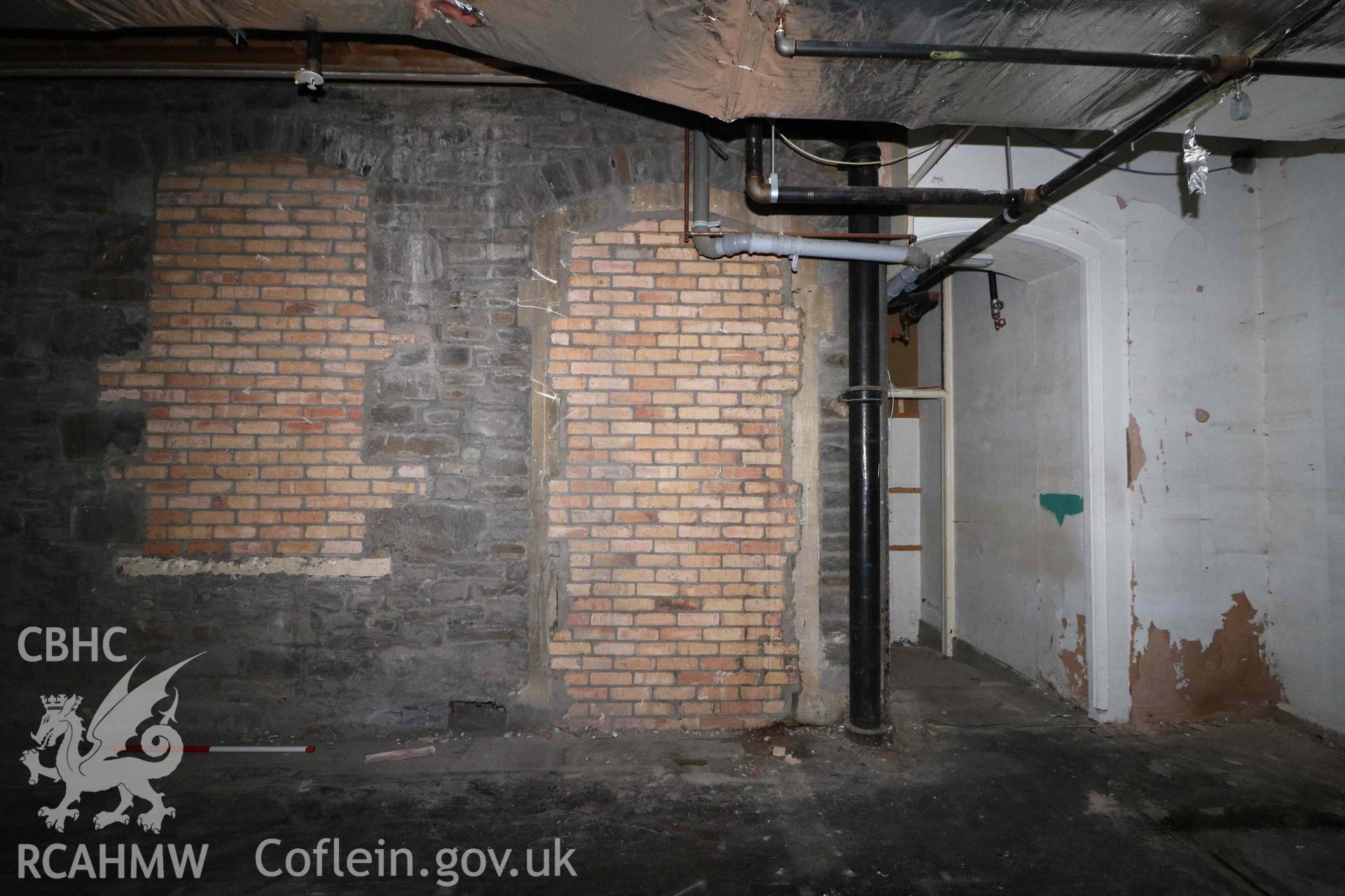 Photograph showing ground floor infill section between the chapel and the shopfloor, from a Level 4 Historic Building Record of the former Howells Department Store, Cardiff. Conducted as a part of listed building consent by Purcell Architecture in 2024.