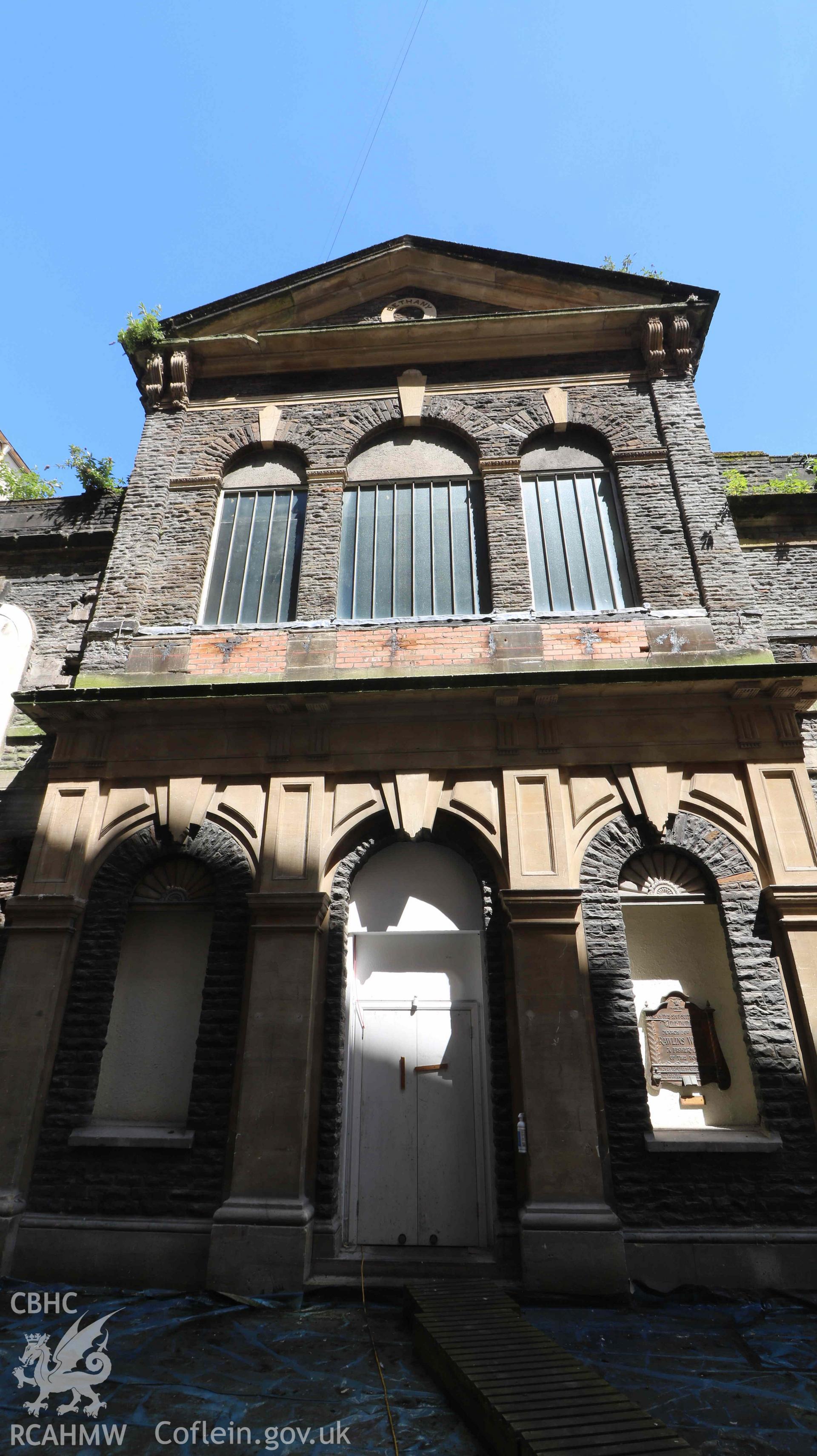 Photograph showing façade of the Chapel, from a Level 4 Historic Building Record of the former Howells Department Store, Cardiff. Conducted as a part of listed building consent by Purcell Architecture in 2024.