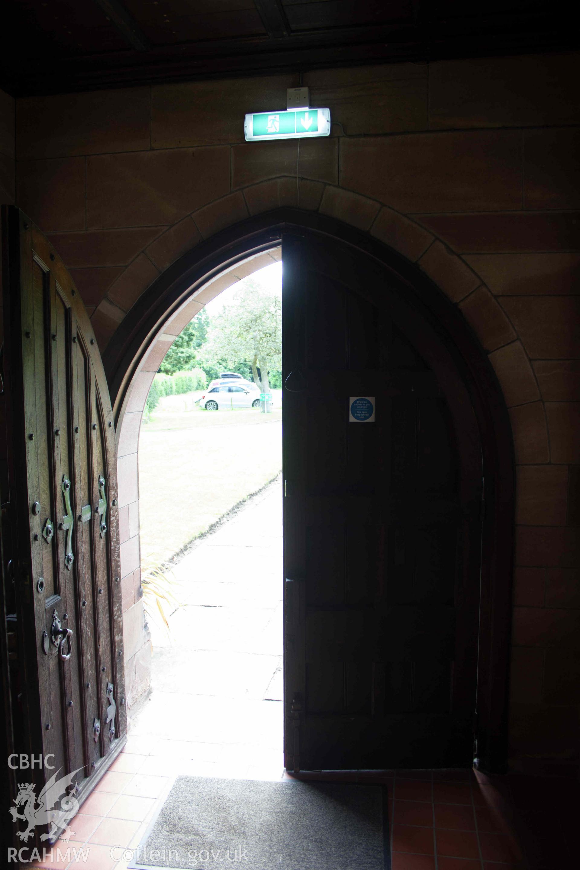 Photograph from a  Historic Building Record Level 2 survey of the tower porch and cellar, for Gladstone's / St Deiniol’s Library, Church Lane, Hawarden, Report no: 0473. Project code A0488.2.