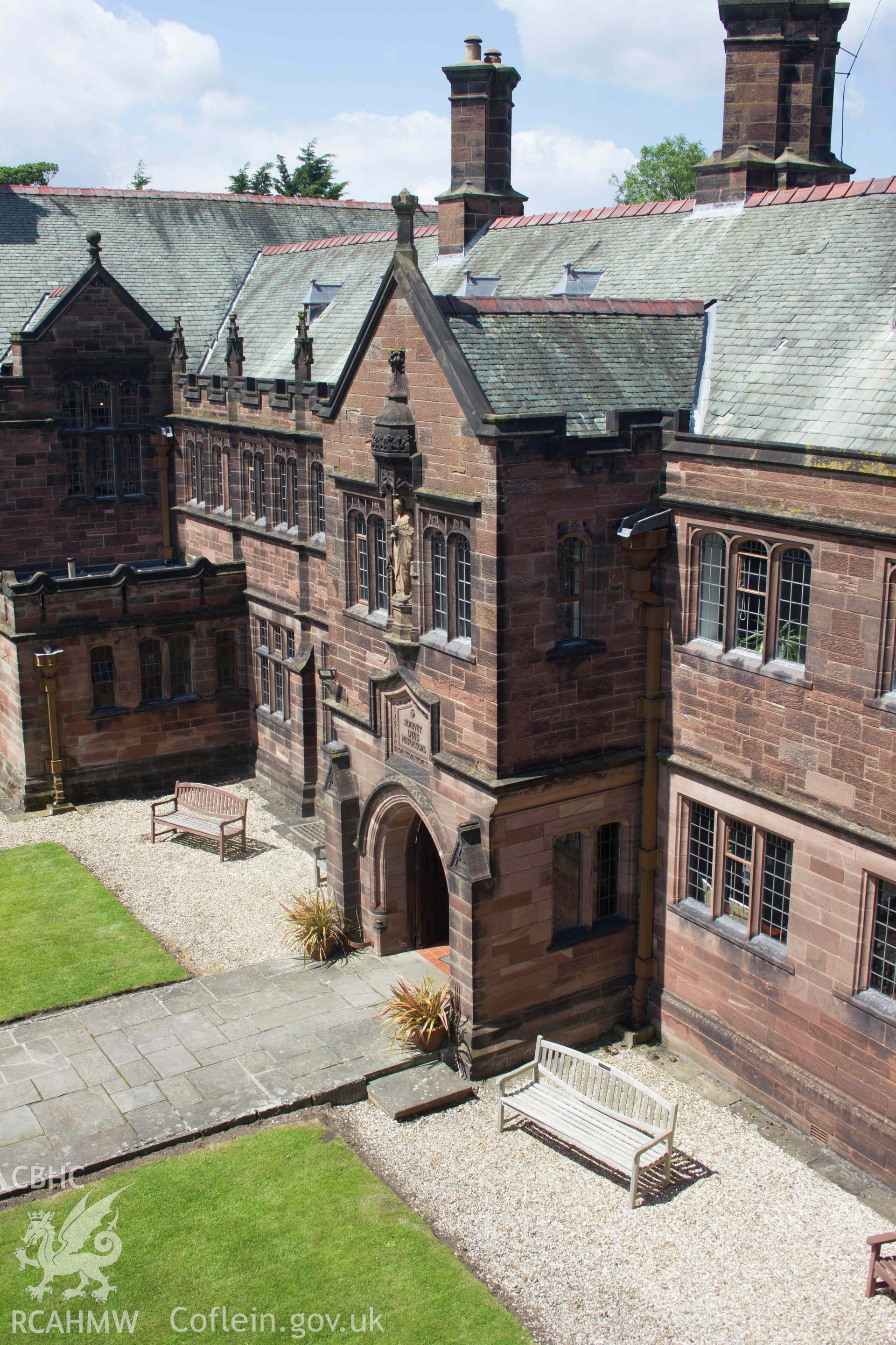 Photograph from a  Historic Building Record Level 2 survey of the tower porch and cellar, for Gladstone's / St Deiniol’s Library, Church Lane, Hawarden, Report no: 0473. Project code A0488.2.