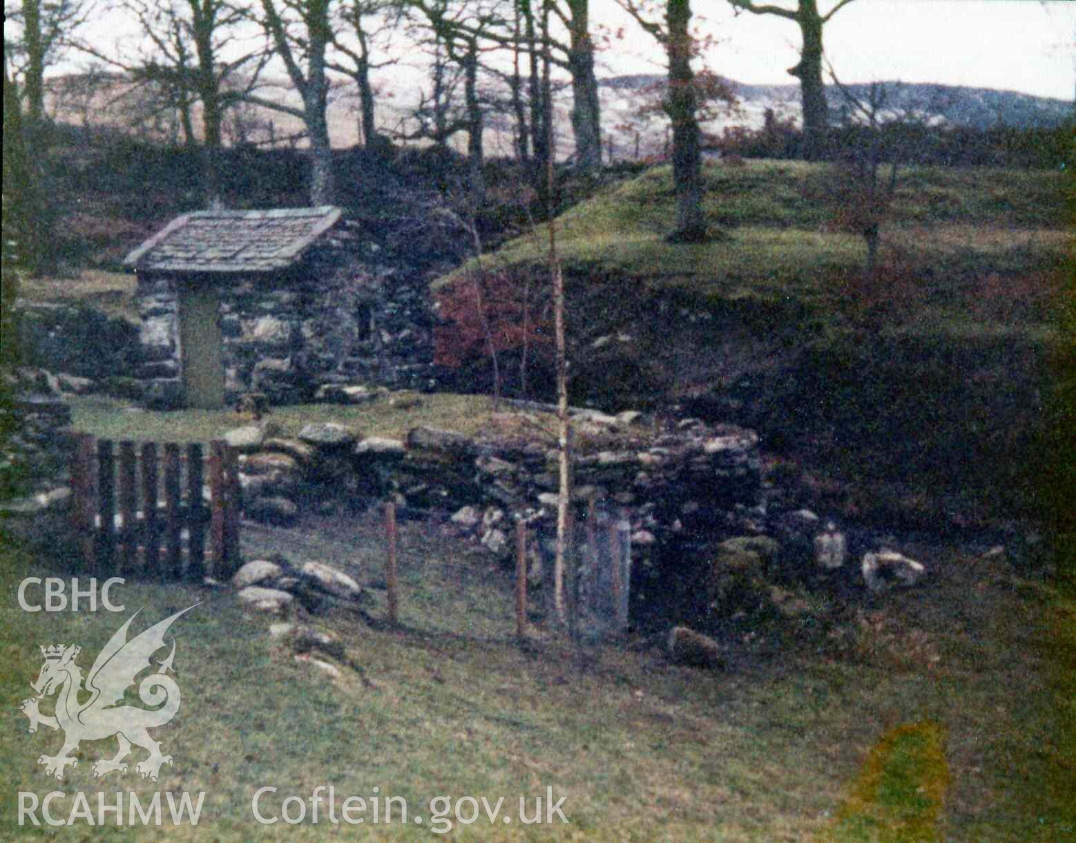 Shed at Hafod Dwyryd, after restoration. Photographed by Ronald and Joan Adams in the mid 1970s.