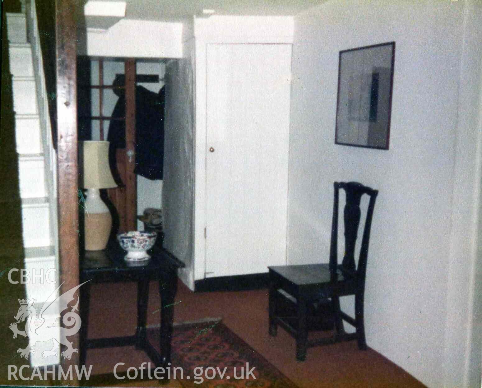 Hallway at Hafod Dwyryd. Photographed by Ronald and Joan Adams, probably in the early 1970s.