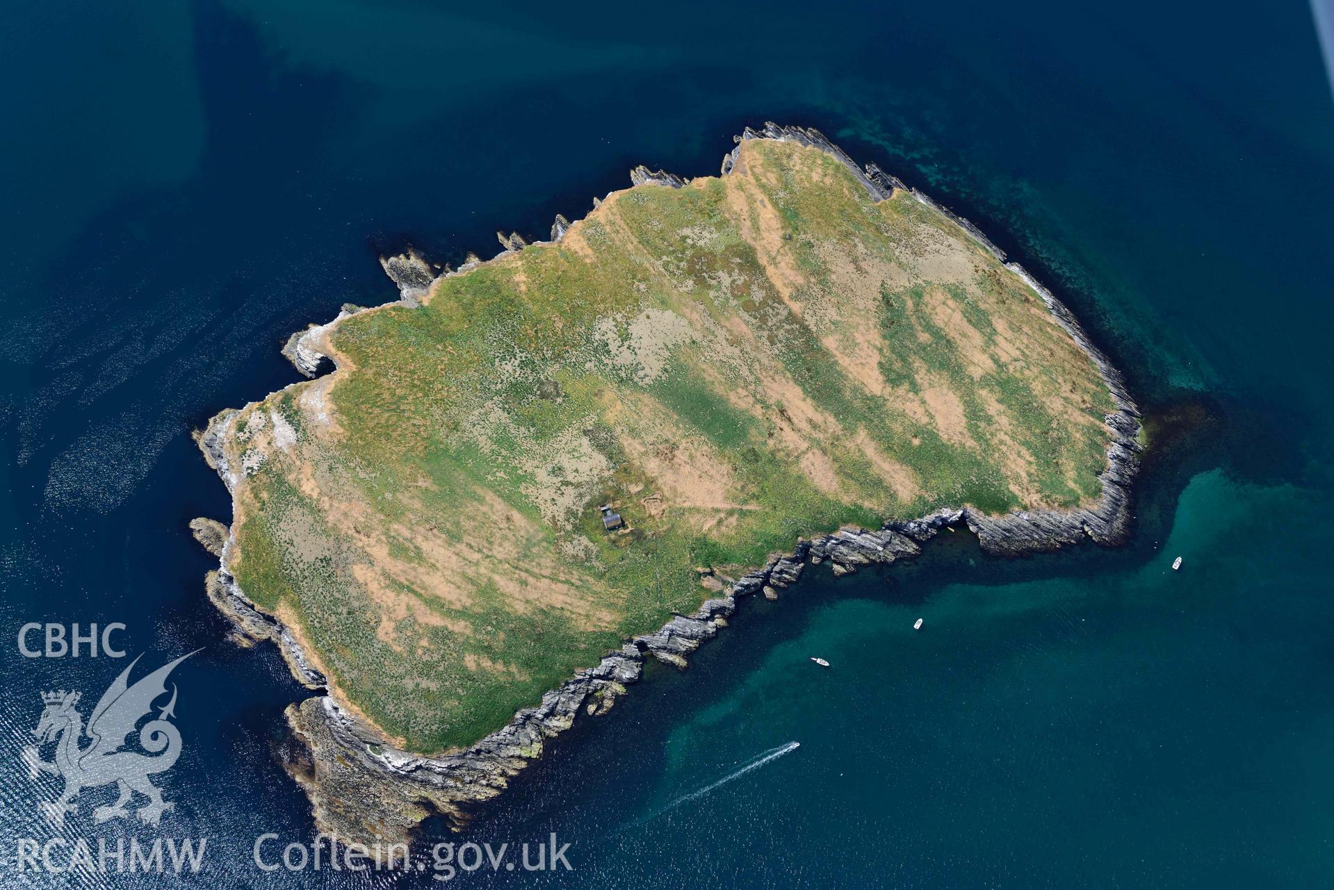 St Tudwals Island East. Oblique aerial photograph taken during the Royal Commission’s programme of archaeological aerial reconnaissance by Toby Driver on 10 July 2018.