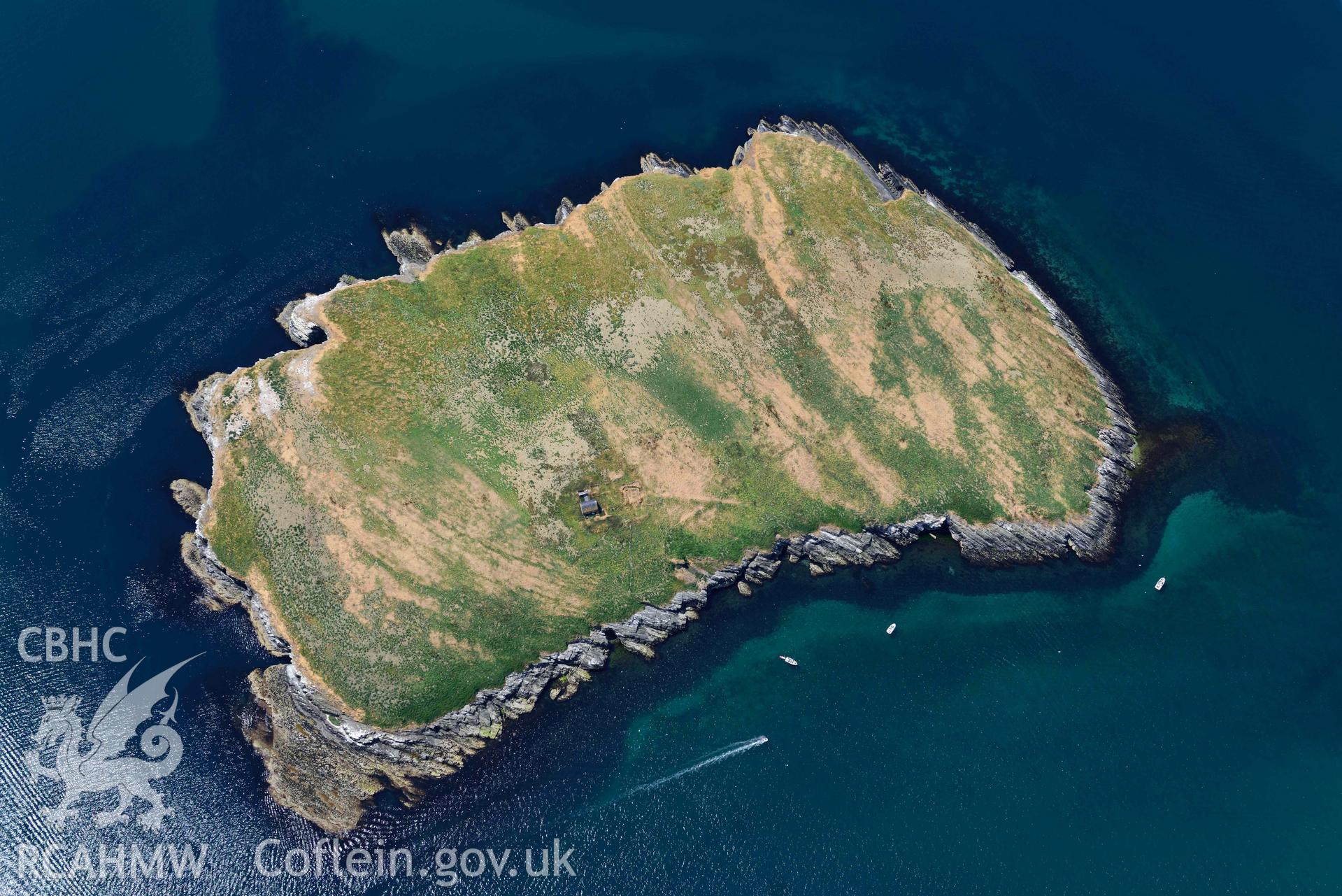 St Tudwals Island East. Oblique aerial photograph taken during the Royal Commission’s programme of archaeological aerial reconnaissance by Toby Driver on 10 July 2018.