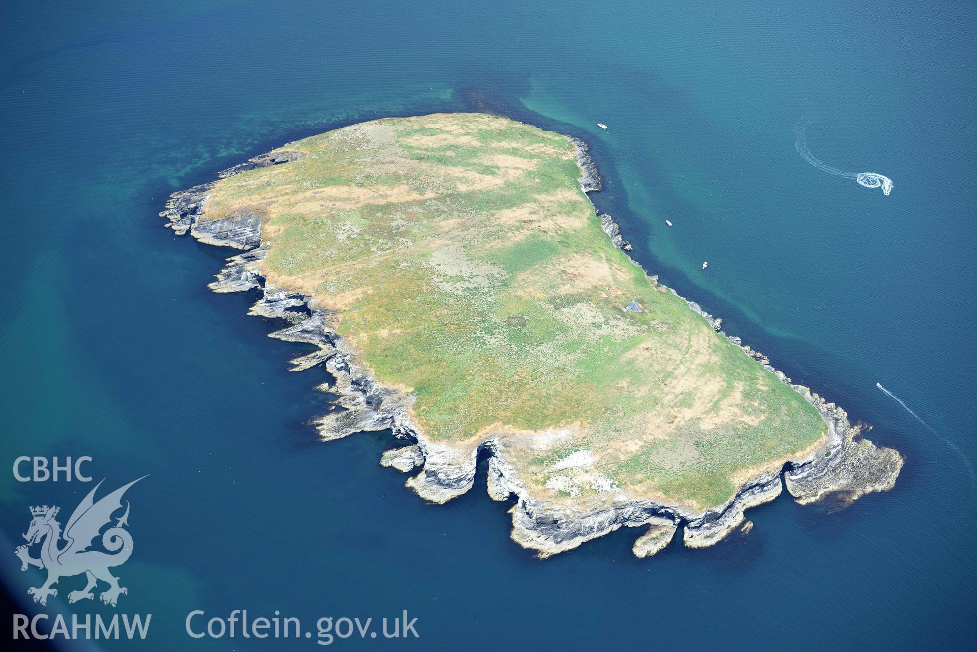 St Tudwals Island East. Oblique aerial photograph taken during the Royal Commission’s programme of archaeological aerial reconnaissance by Toby Driver on 10 July 2018.